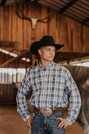 Men's Cinch Blue Plaid Button Shirt