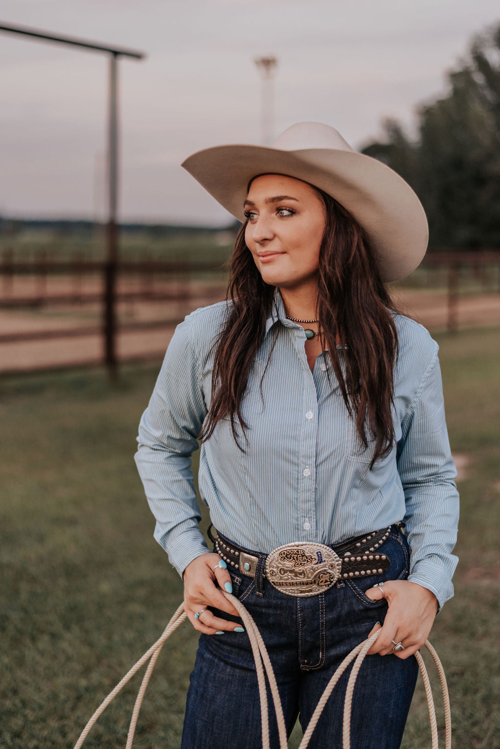 Women's Panhandle Turquoise Rough Stock Button Down