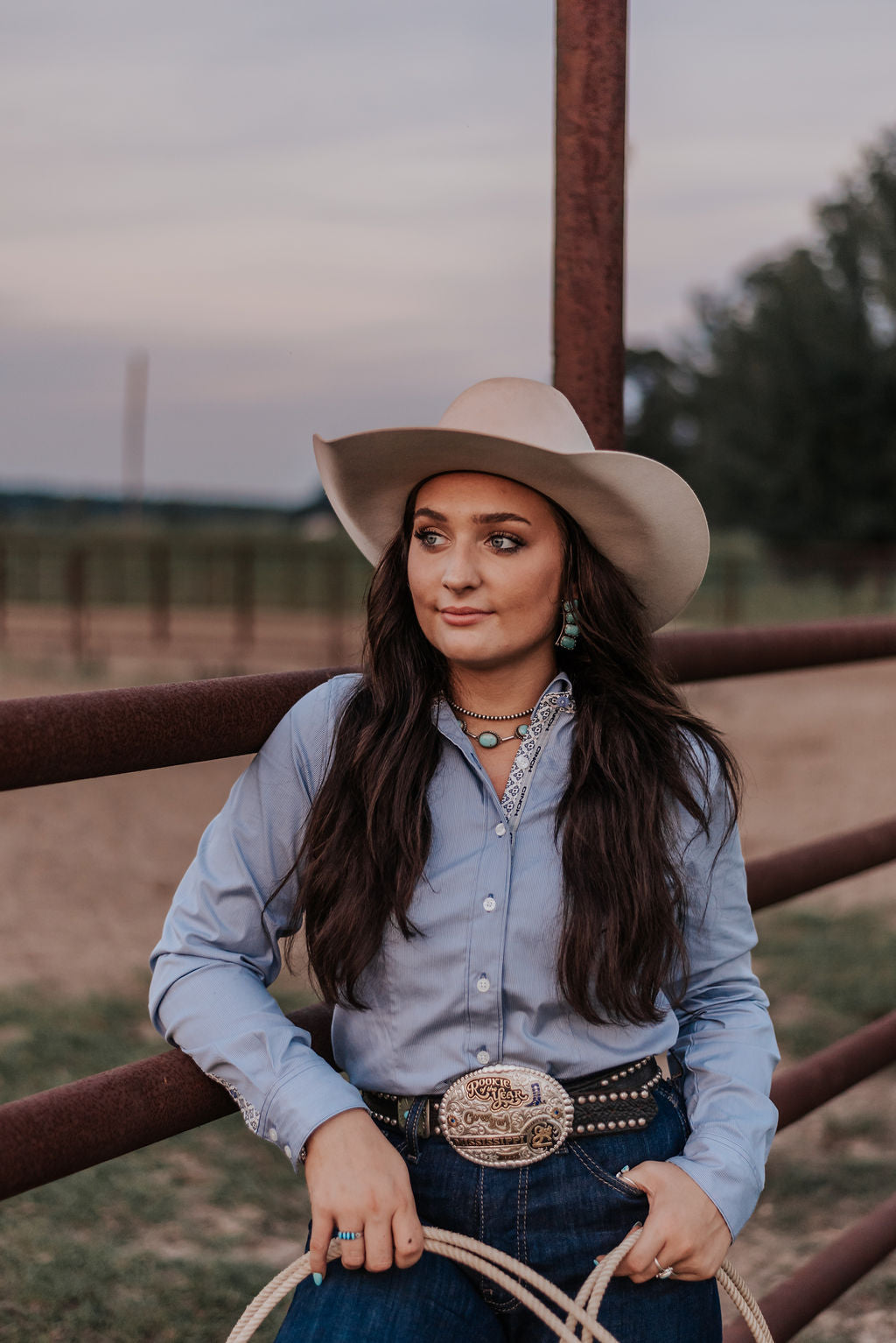 Women's Cinch Blue Stretch Stripe Button Shirt