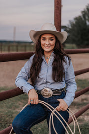 Women's Cinch Blue Stretch Stripe Button Shirt