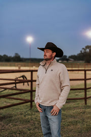 Suéter con cremallera 1/4 Cinch para hombre - Piedra