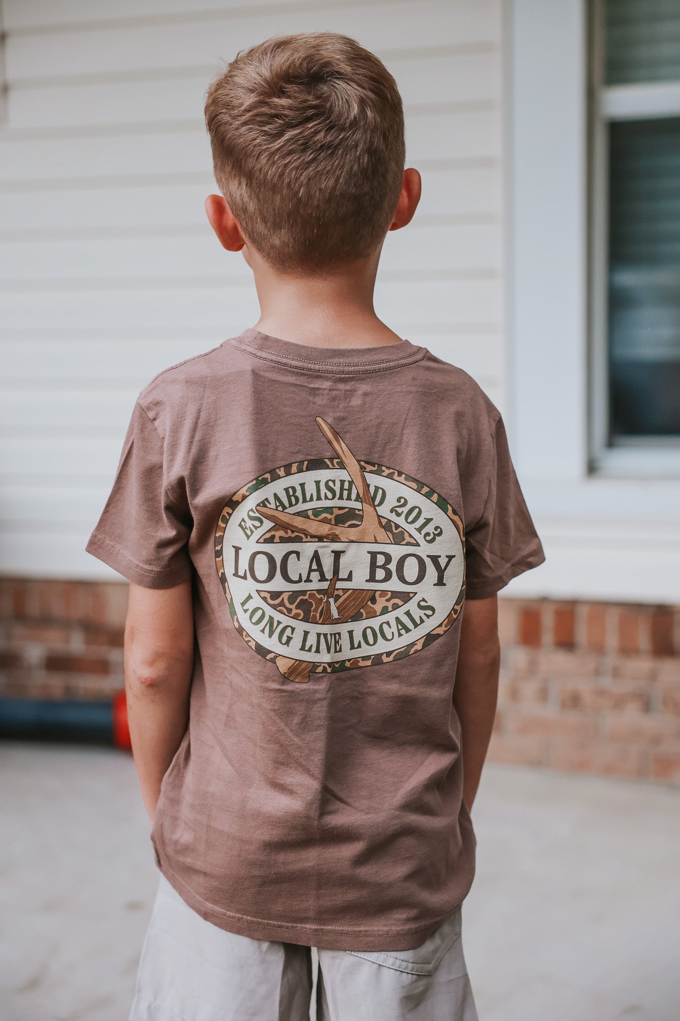 Youth Local Boy Old School Antler Oval T-Shirt