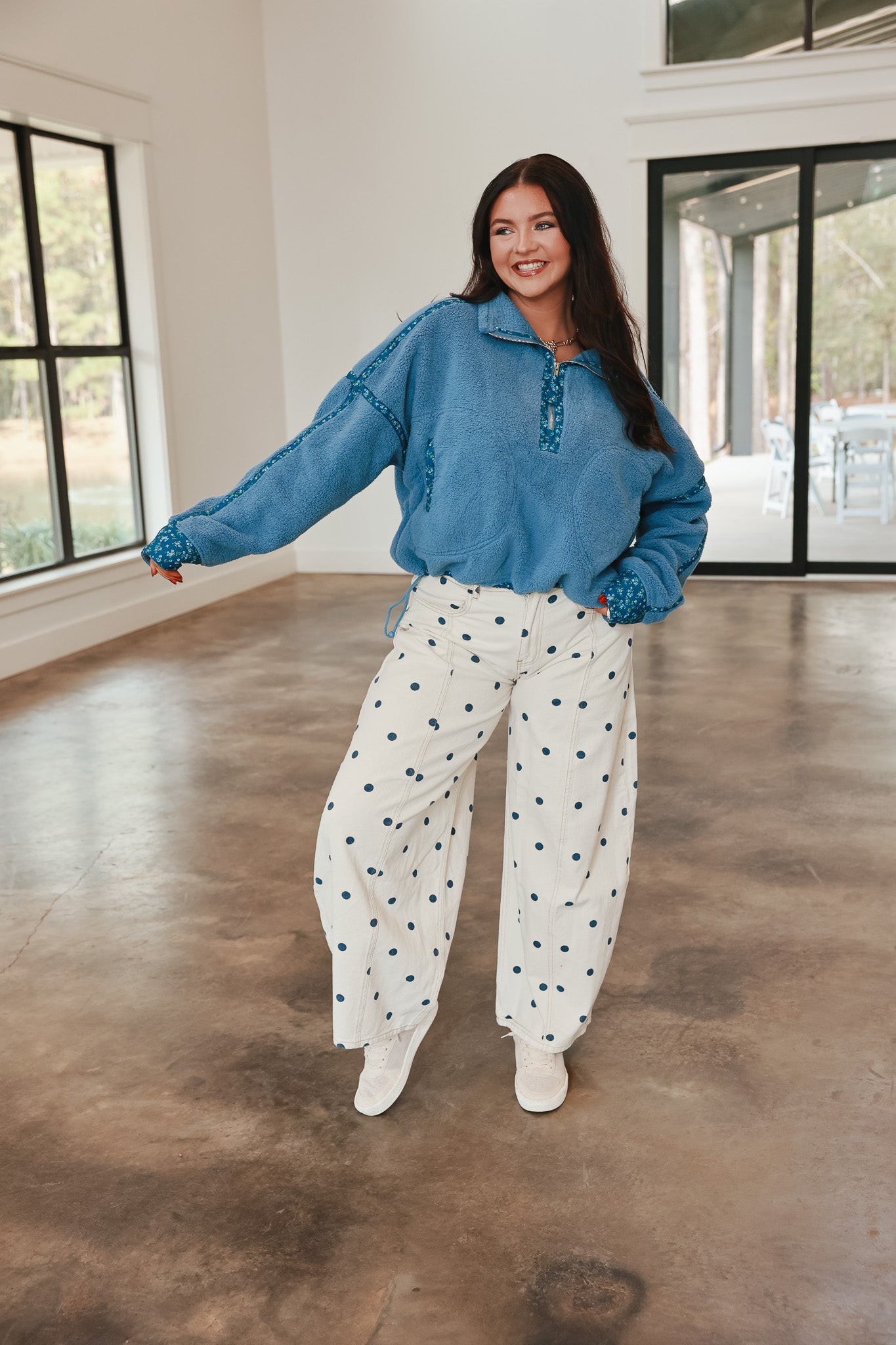 Sweet Spot Cream/Navy Polka Dot Denim