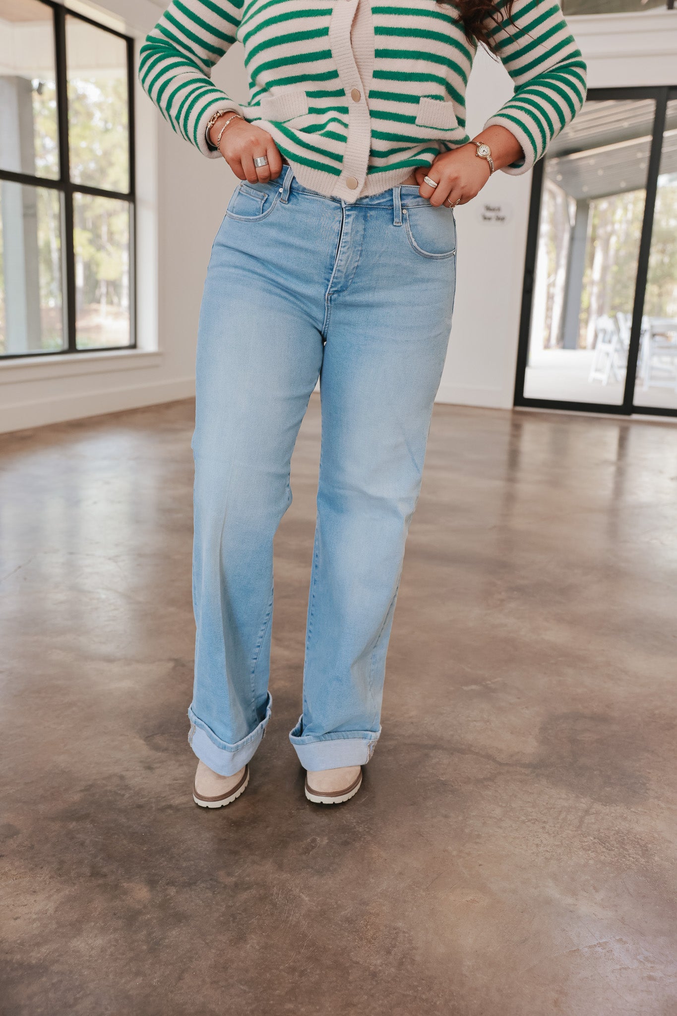 The Vivian Cuffed Wide Leg Jeans