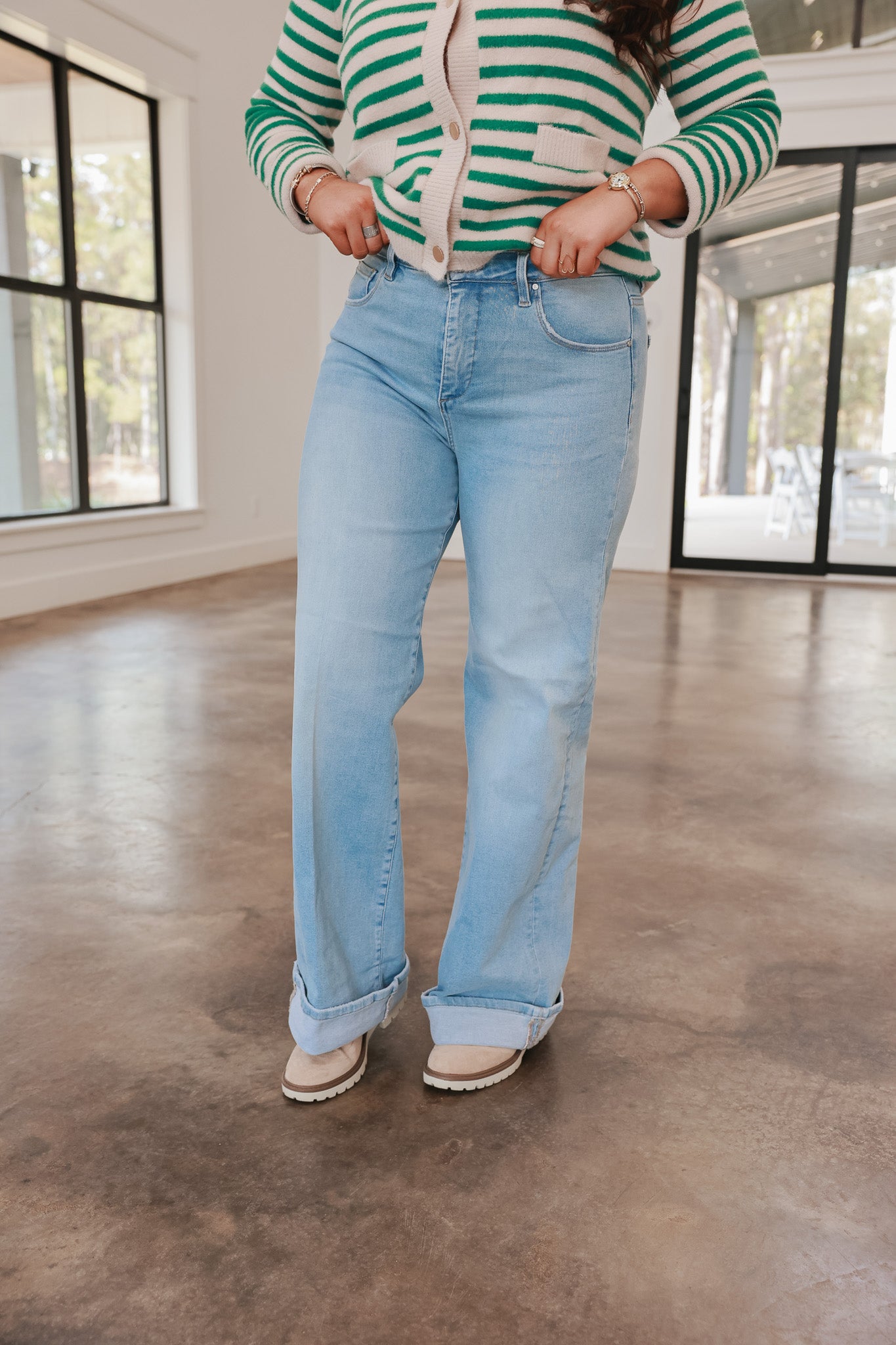 The Vivian Cuffed Wide Leg Jeans