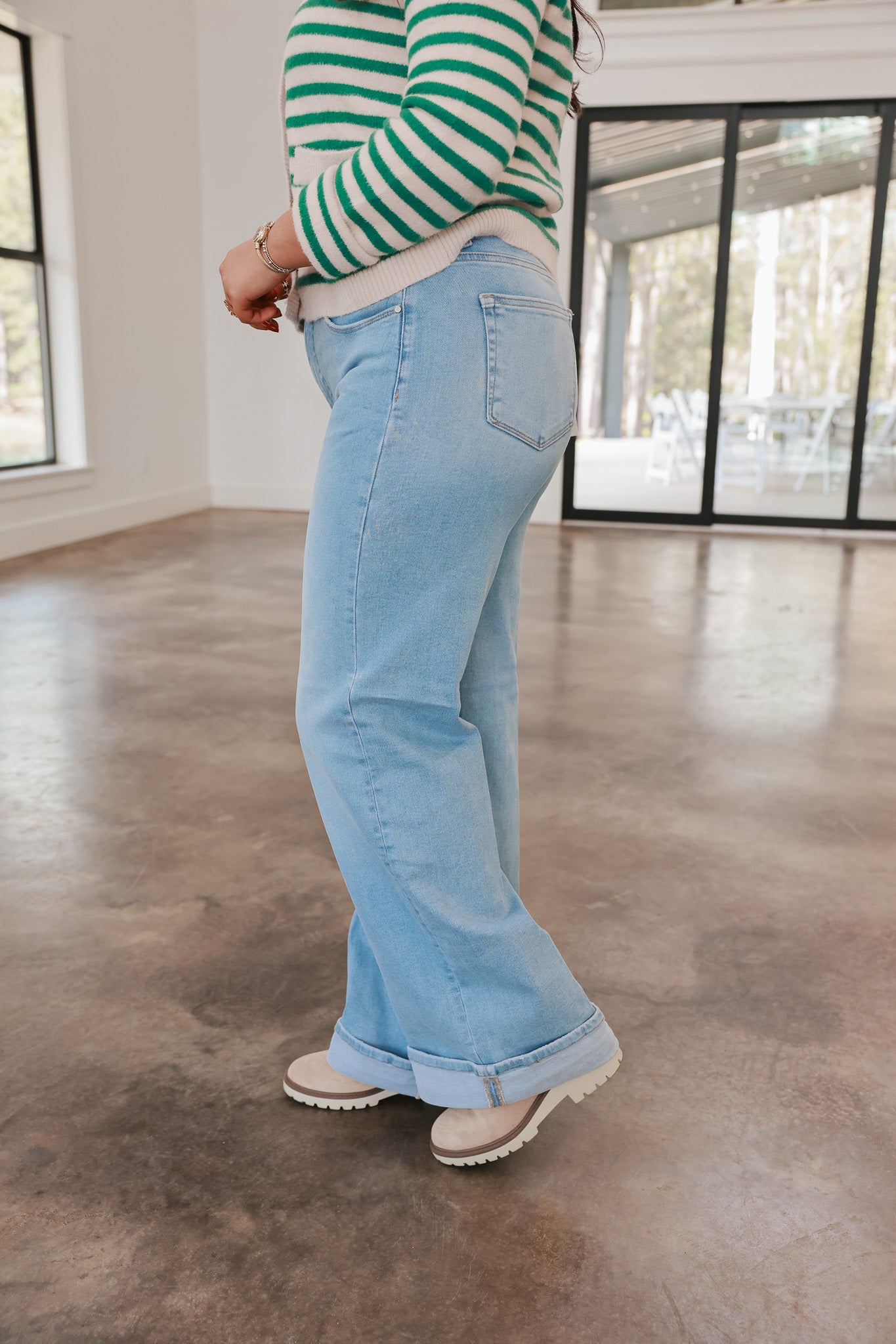 The Vivian Cuffed Wide Leg Jeans