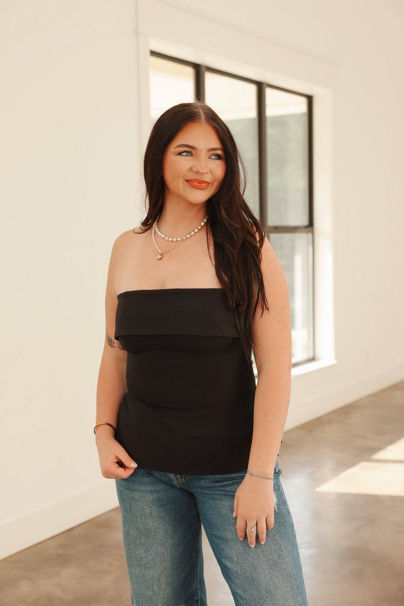 City Nights Strapless Black Top