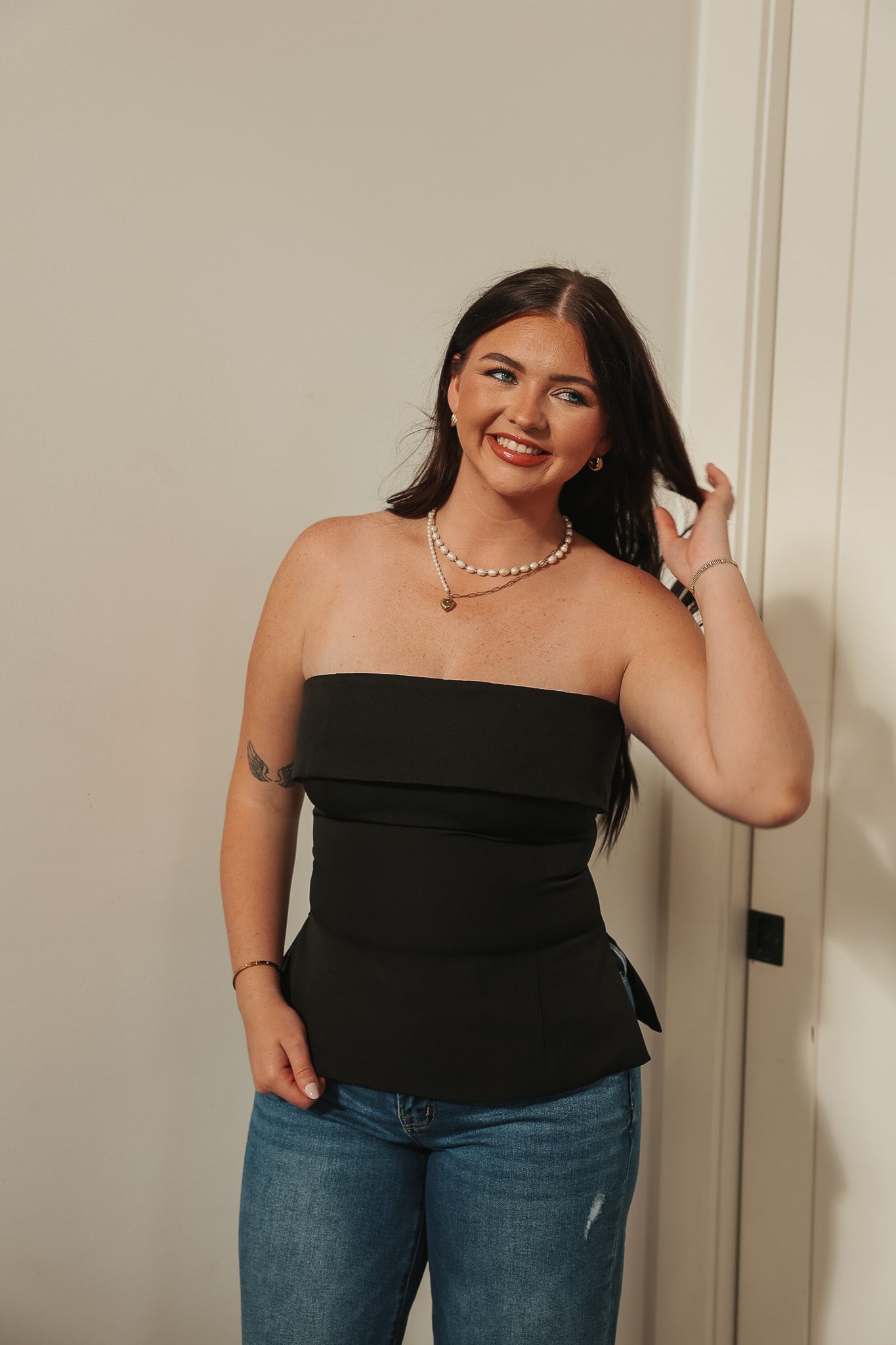 City Nights Strapless Black Top