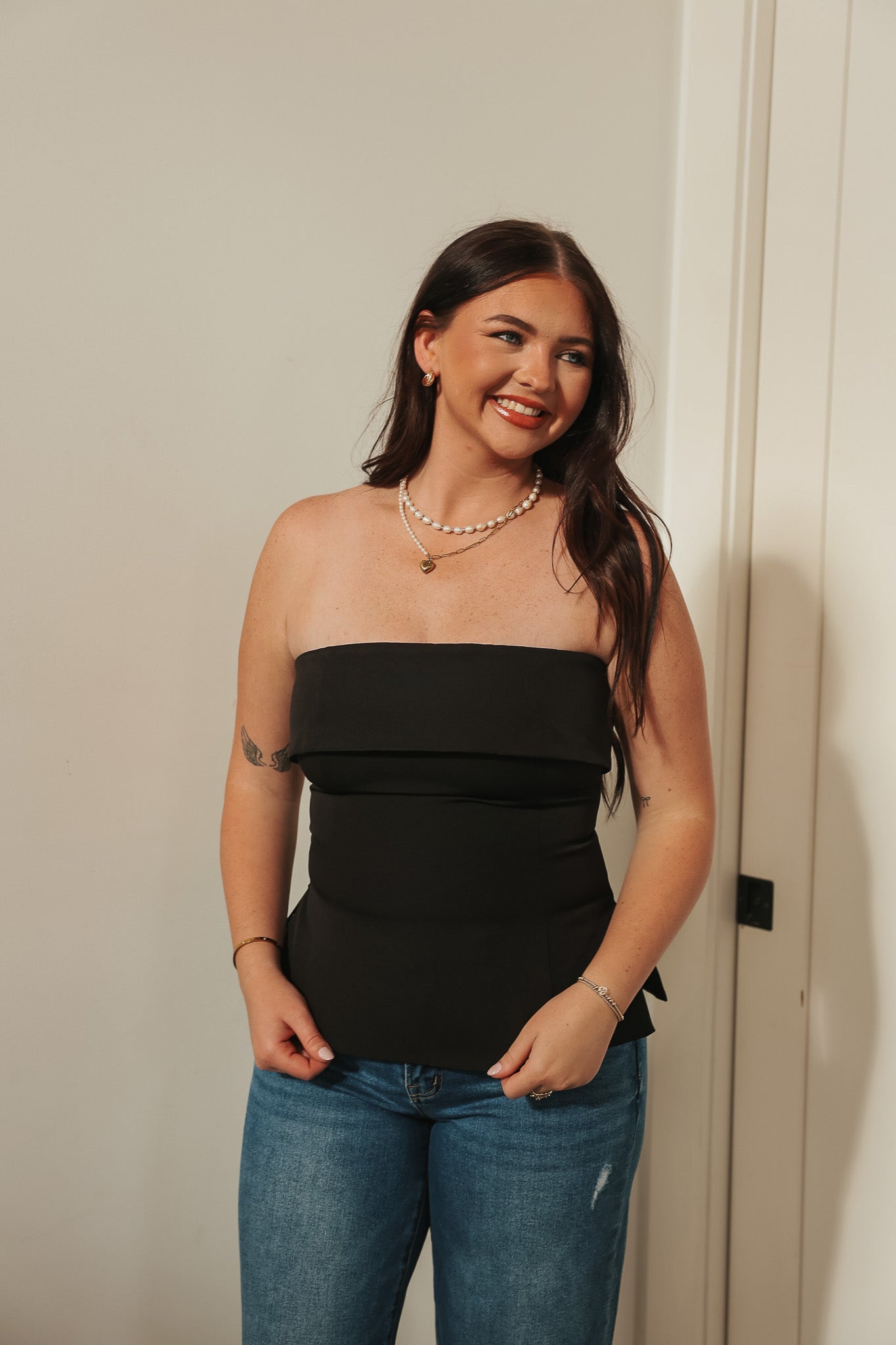 City Nights Strapless Black Top