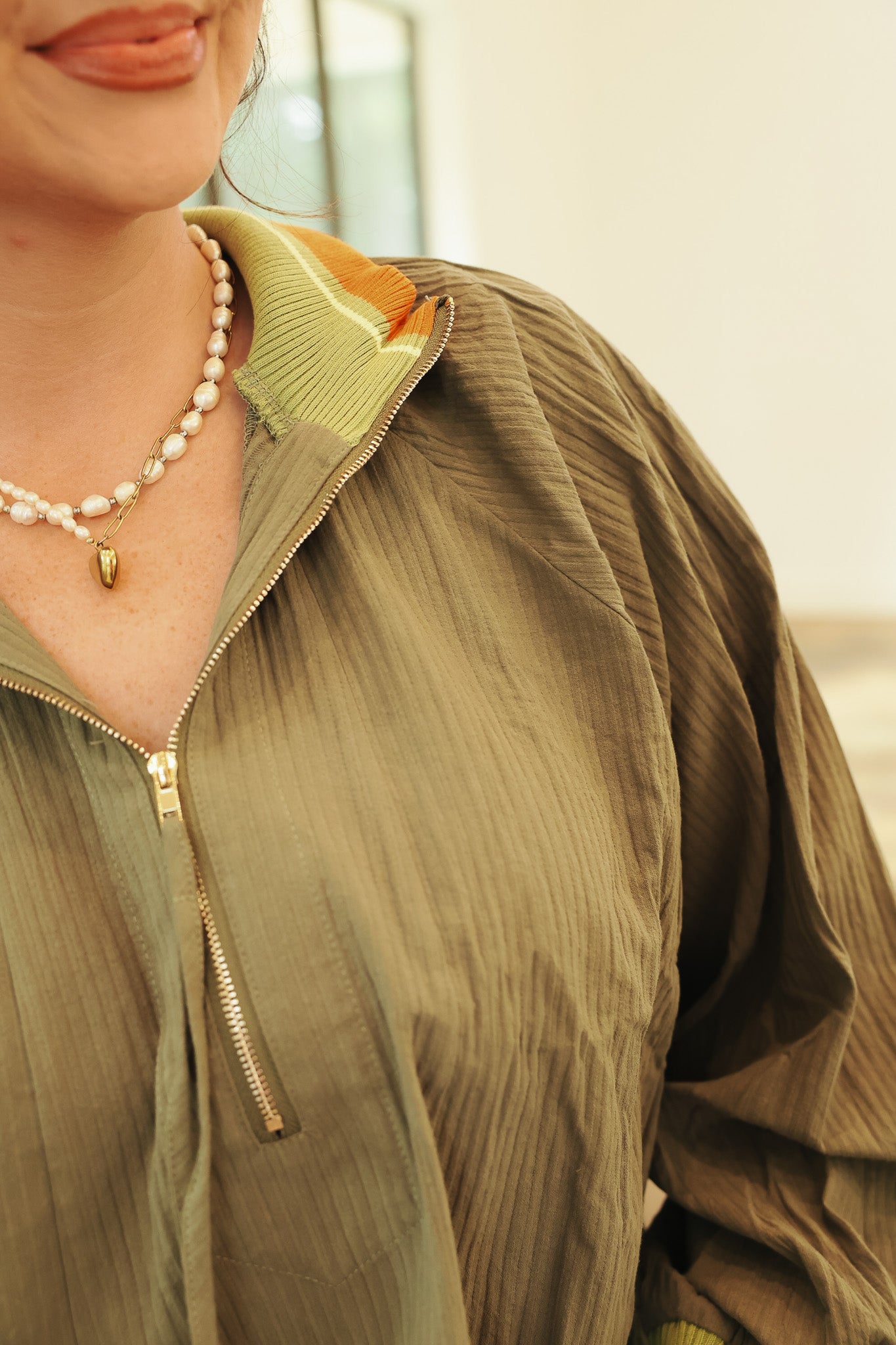 Fall Into Place Olive Top