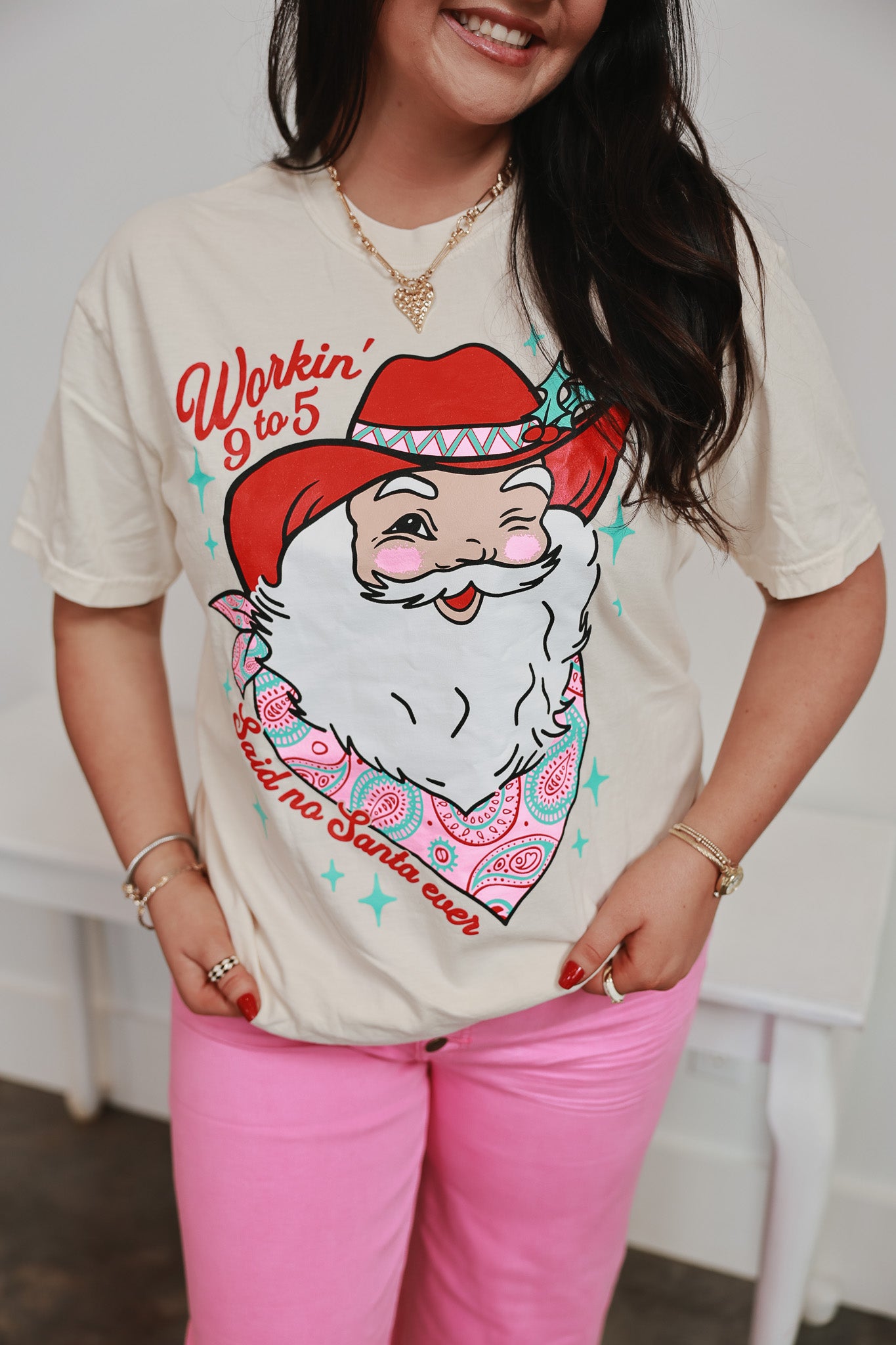 Workin 9-5 Western Santa Tee
