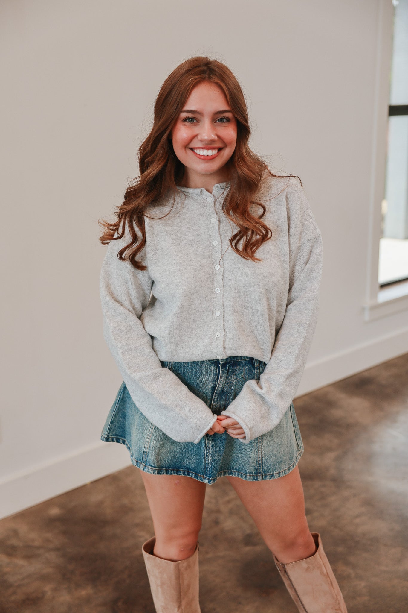 Always the Answer Light Grey Cardigan Top