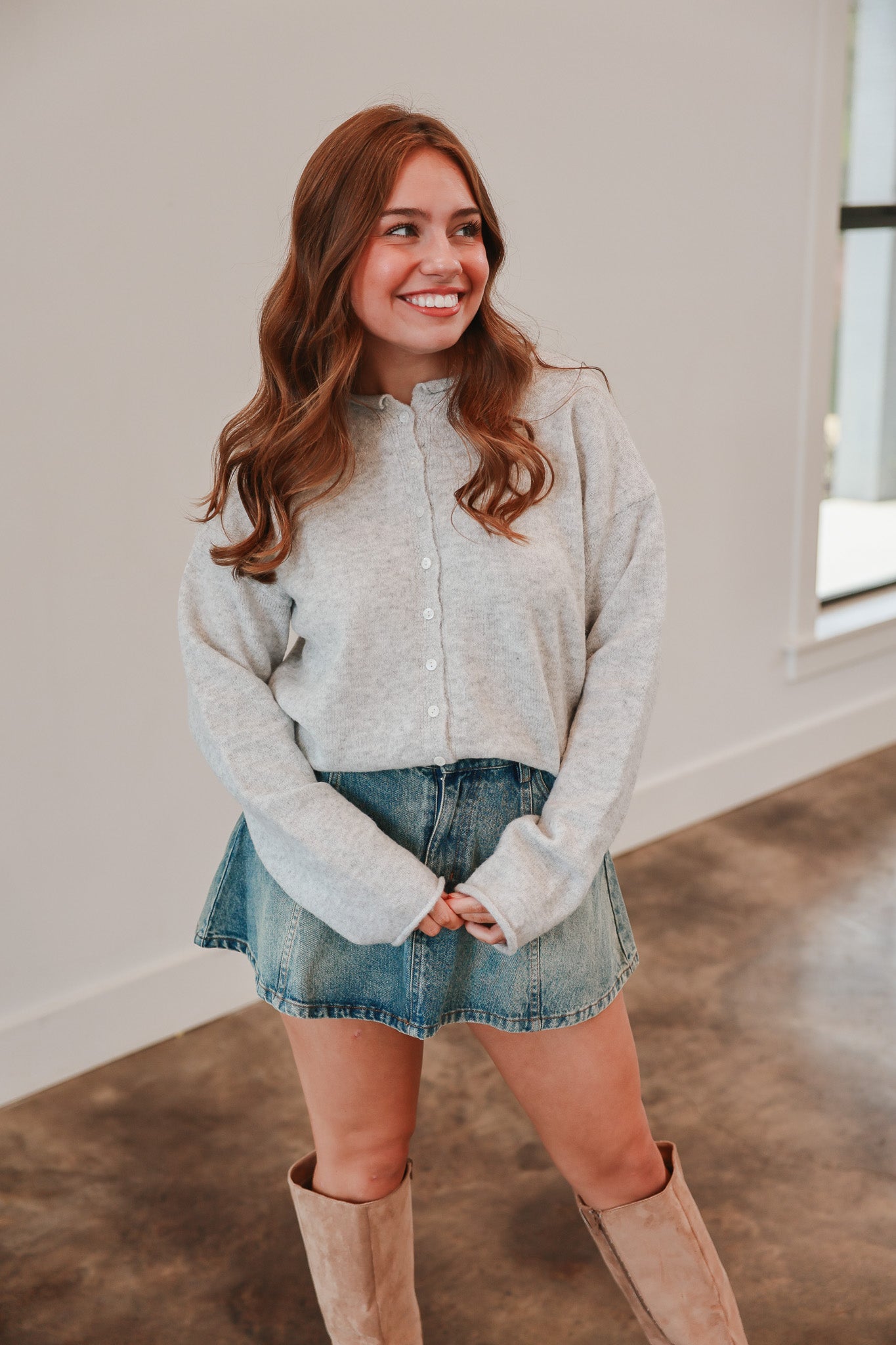 Always the Answer Light Grey Cardigan Top