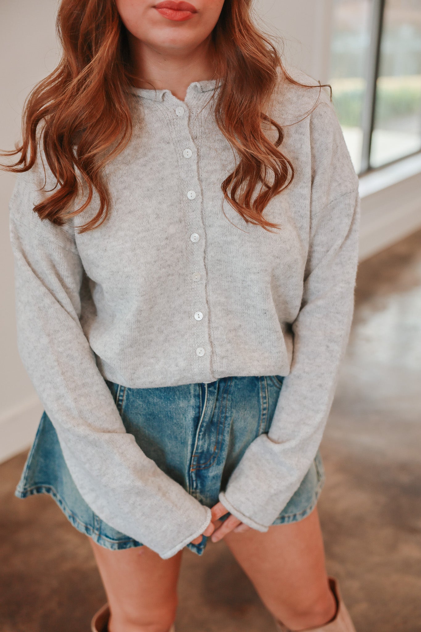 Always the Answer Light Grey Cardigan Top