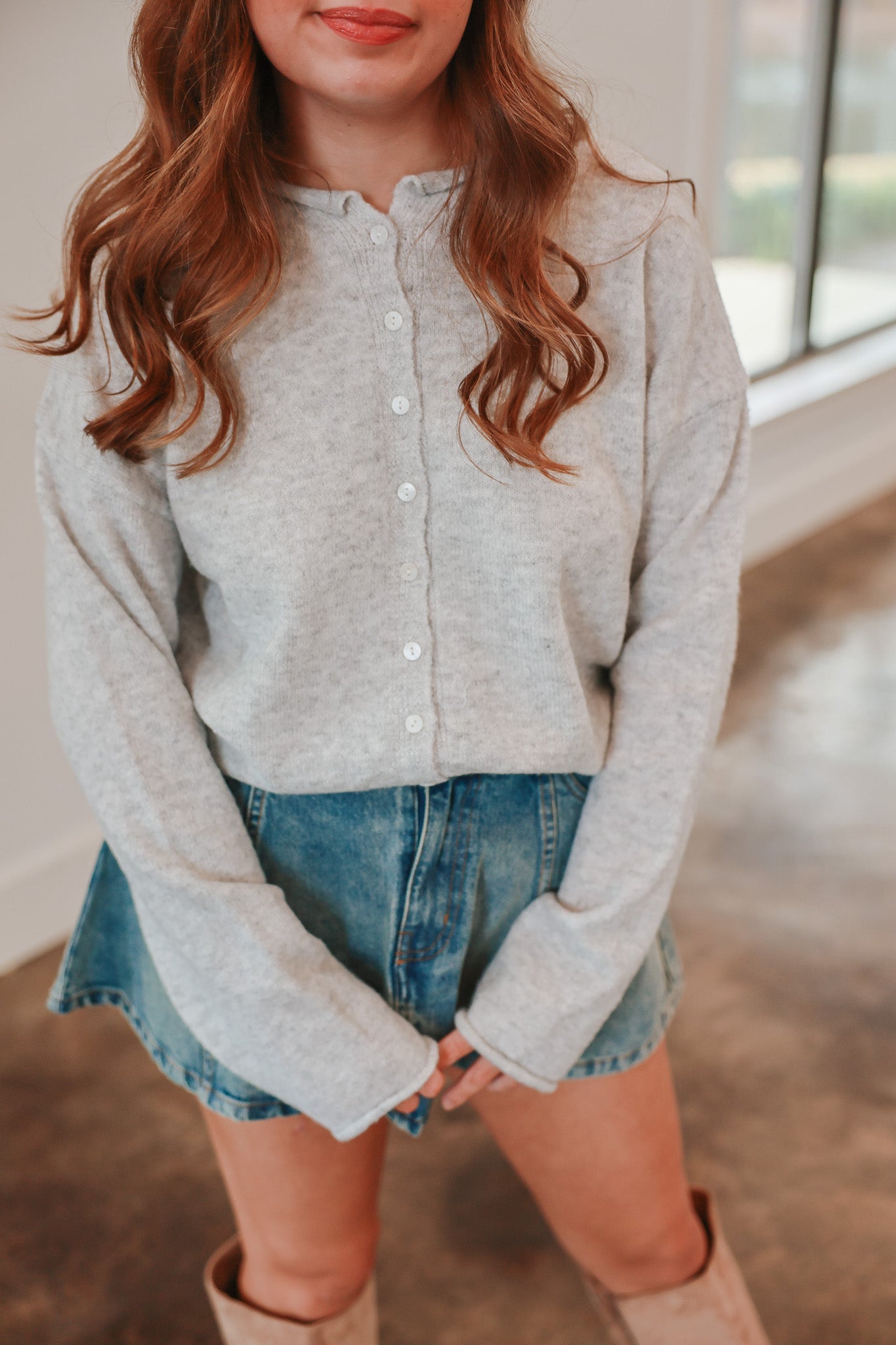 Always the Answer Light Grey Cardigan Top