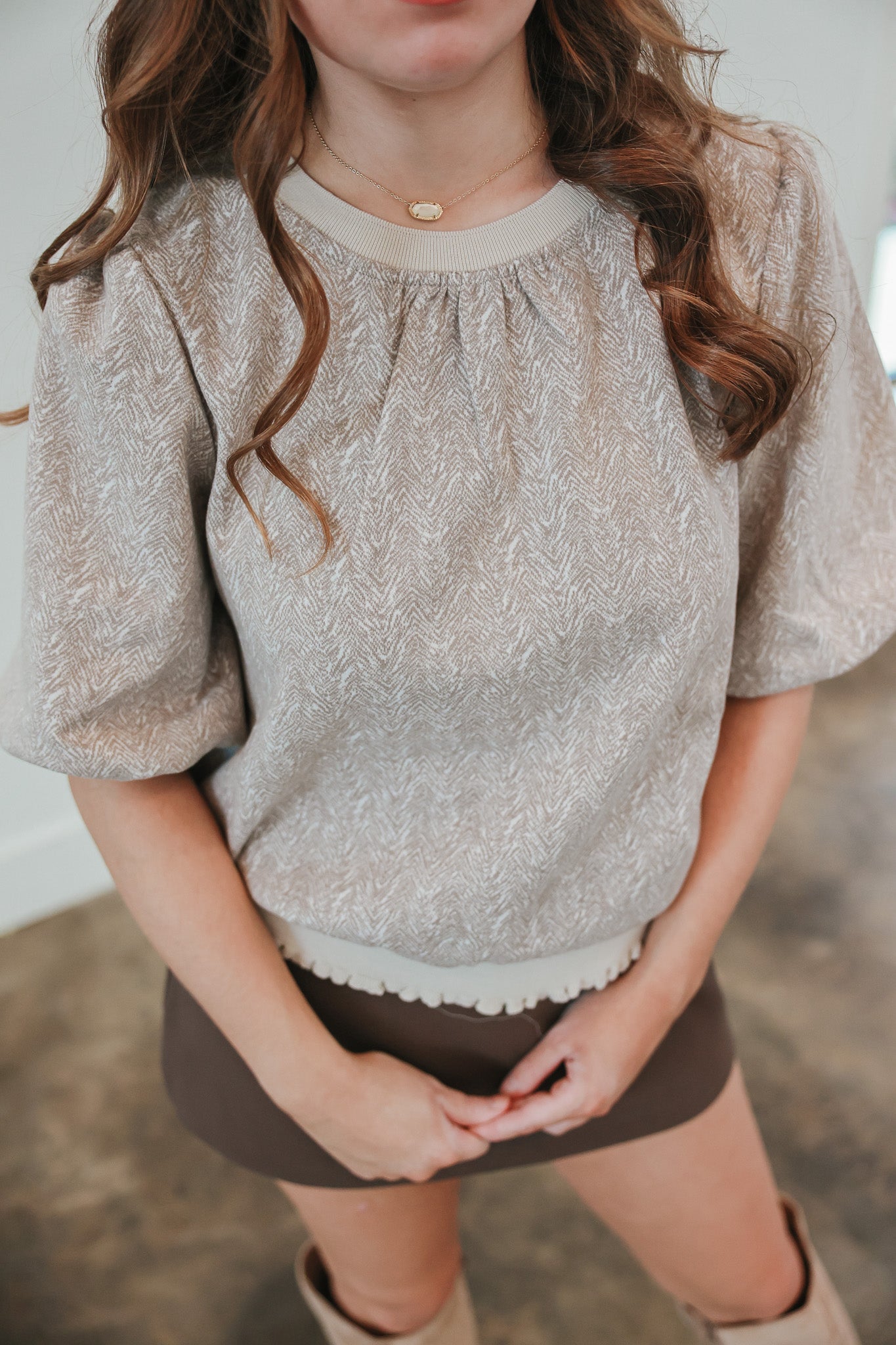 Fifth and Fall Taupe Top