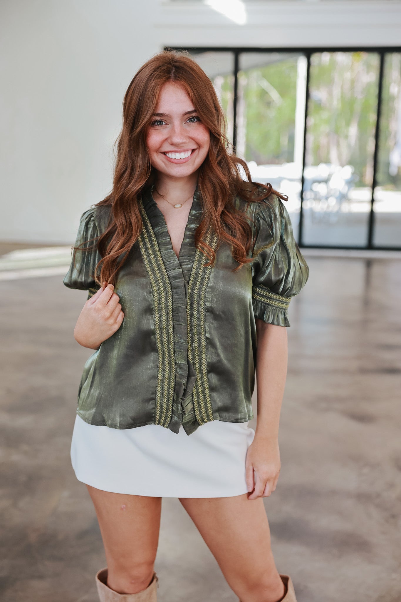 Time to Shine Olive Top