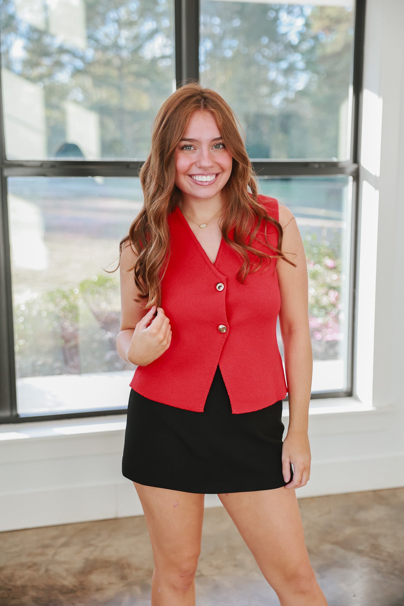 First Class Holiday Red Top