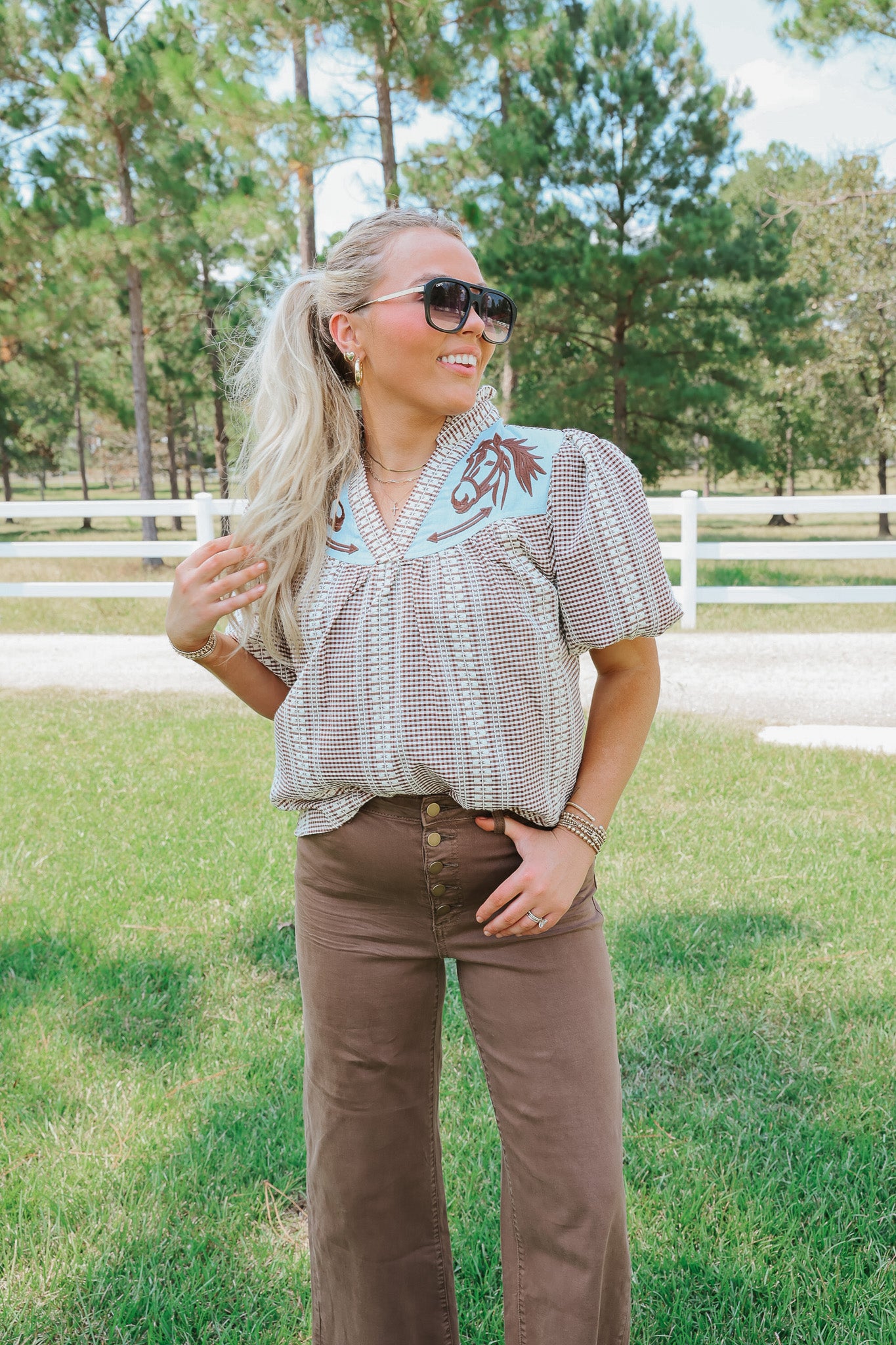 Gallop & Grace Brown Top
