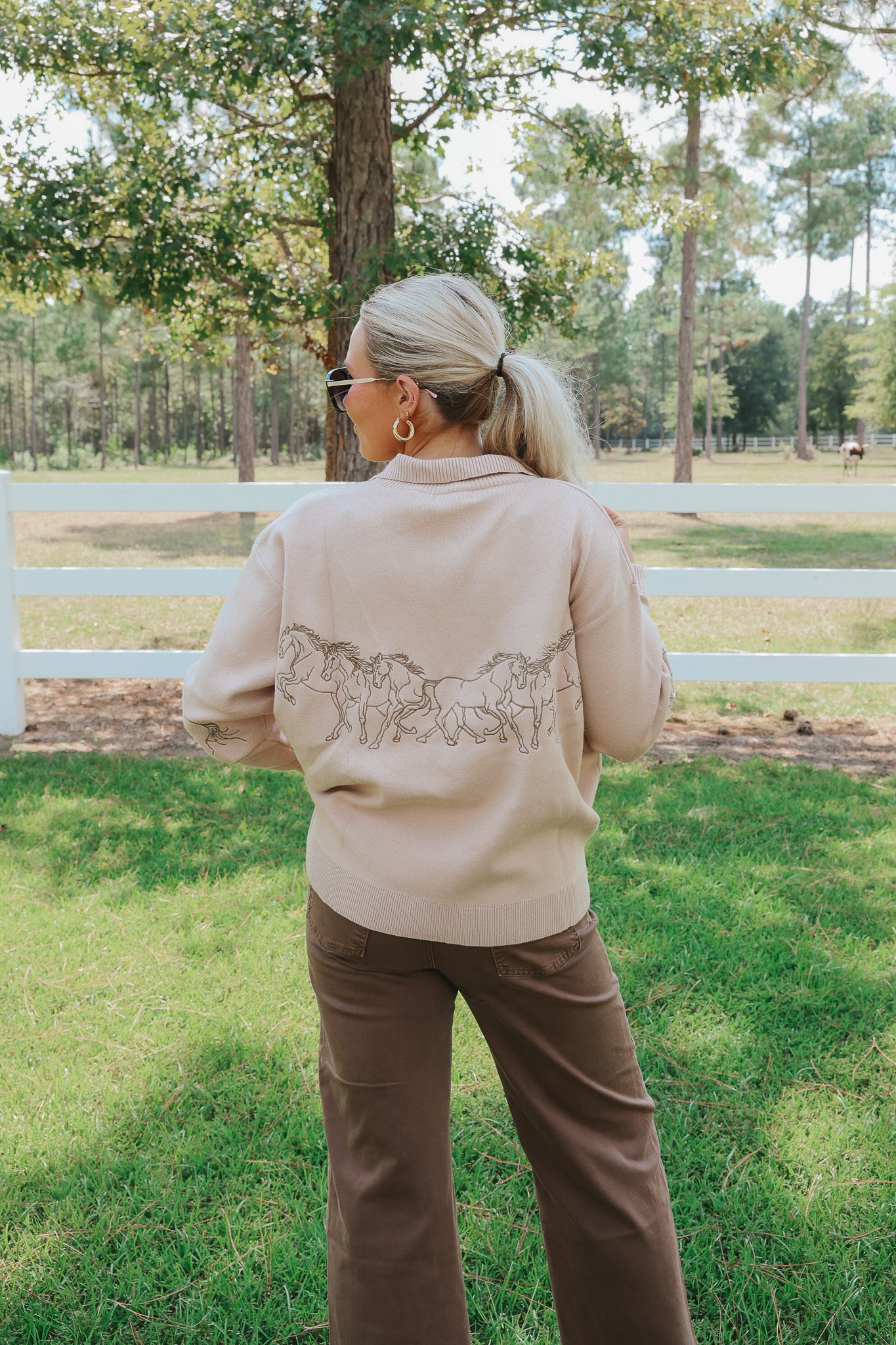 Hold Your Horses Taupe Sweater