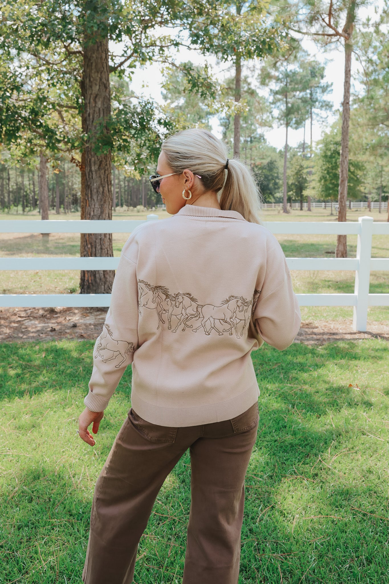 Hold Your Horses Taupe Sweater