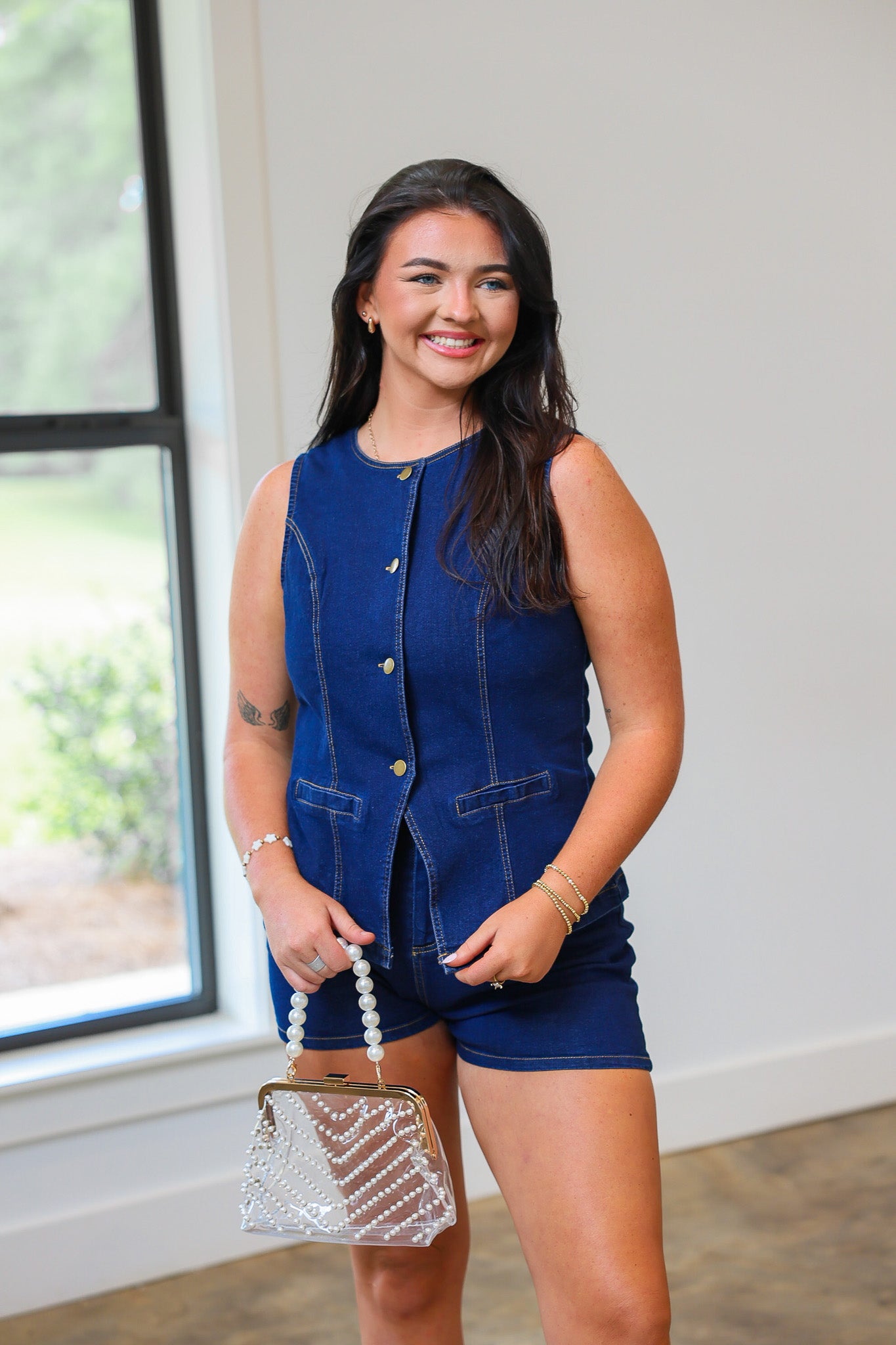 Can't Give Up Dark Denim Shorts