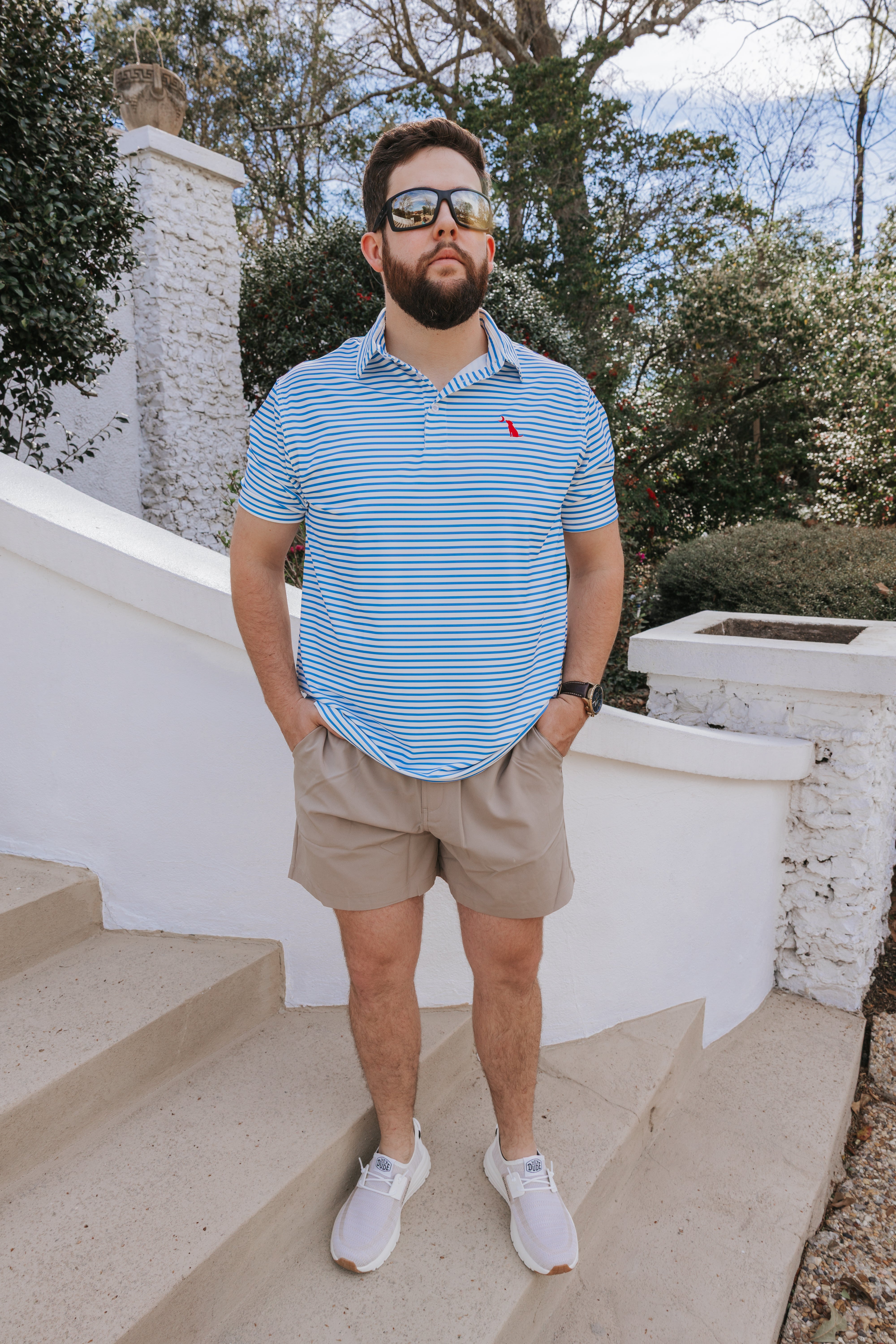Men's Local Boy Outfitters Edisto Polo in Marina/White