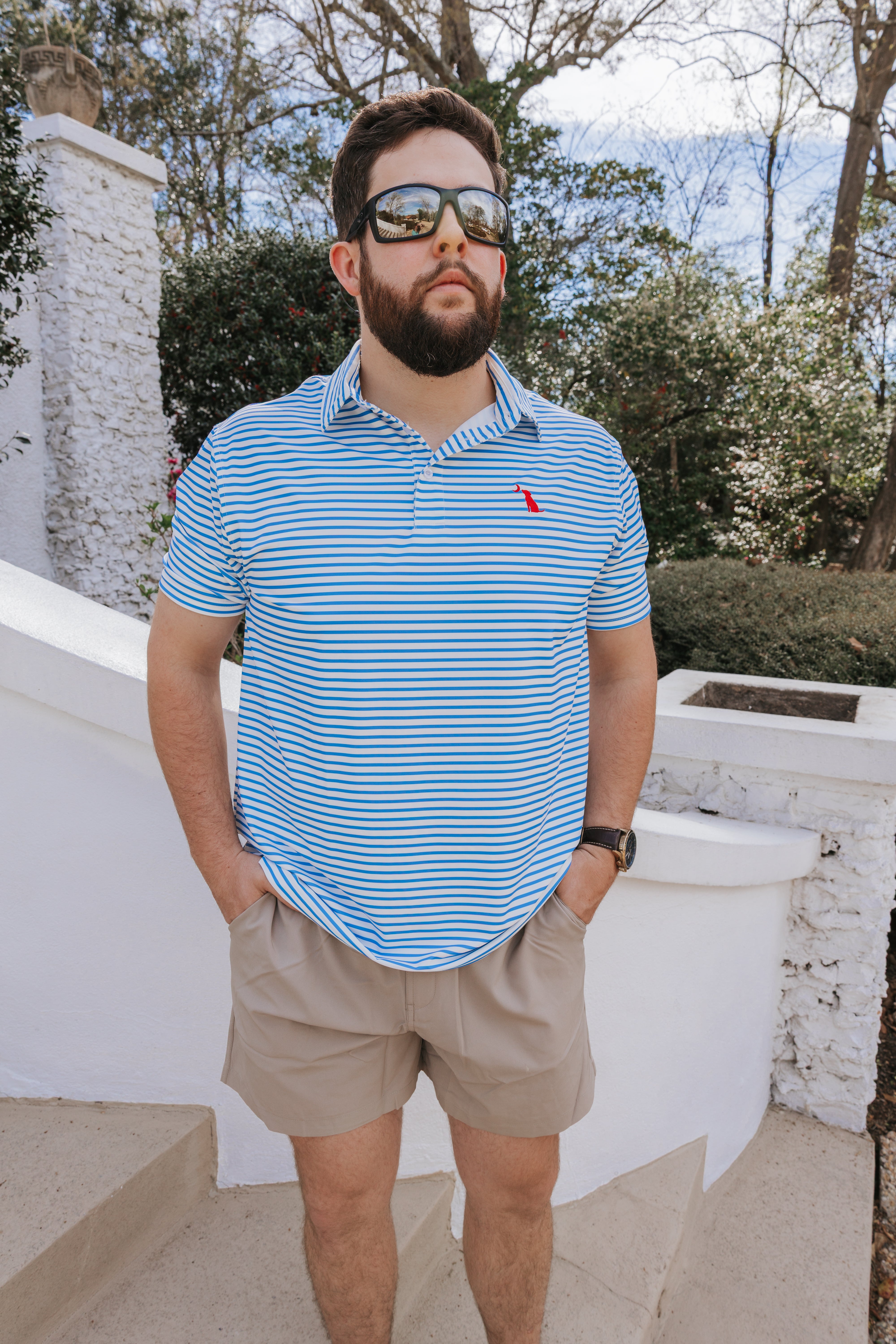 Men's Local Boy Outfitters Edisto Polo in Marina/White