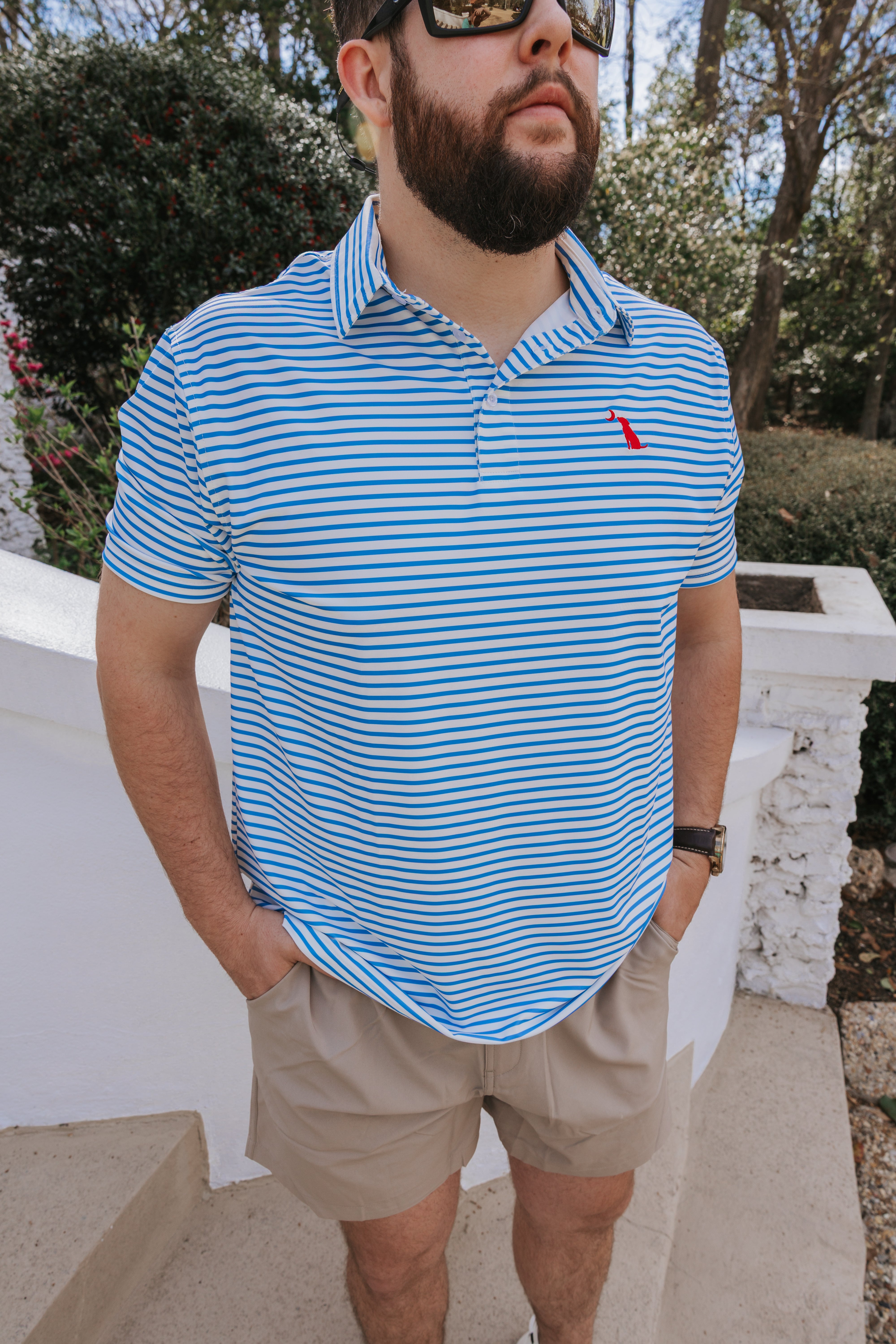 Men's Local Boy Outfitters Edisto Polo in Marina/White