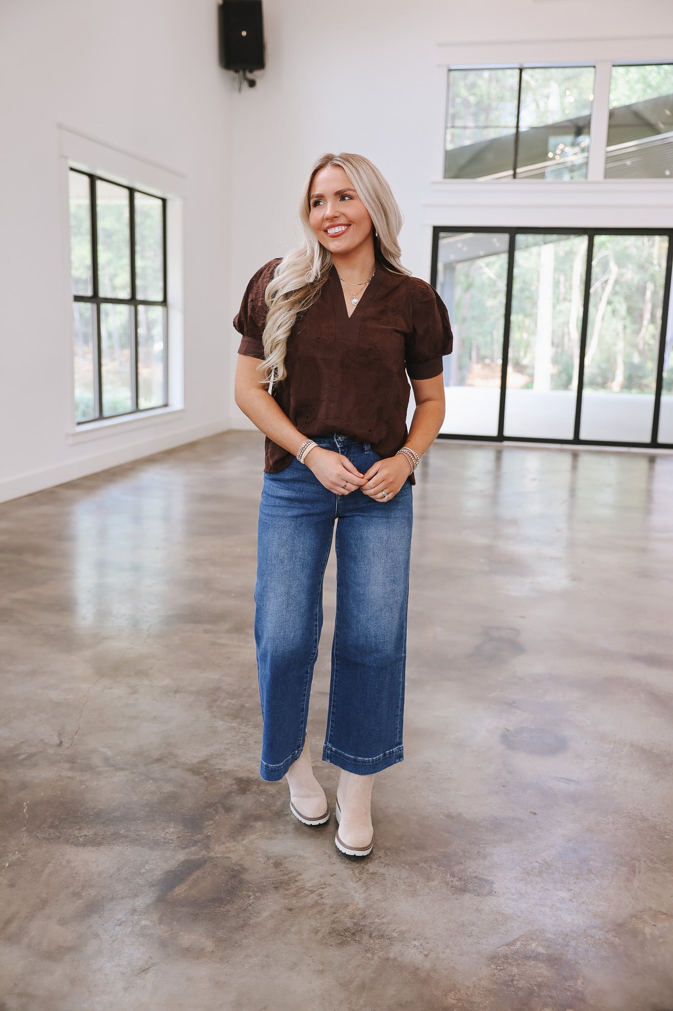 The Callie High Rise Trouser Hem Wide Leg Jeans