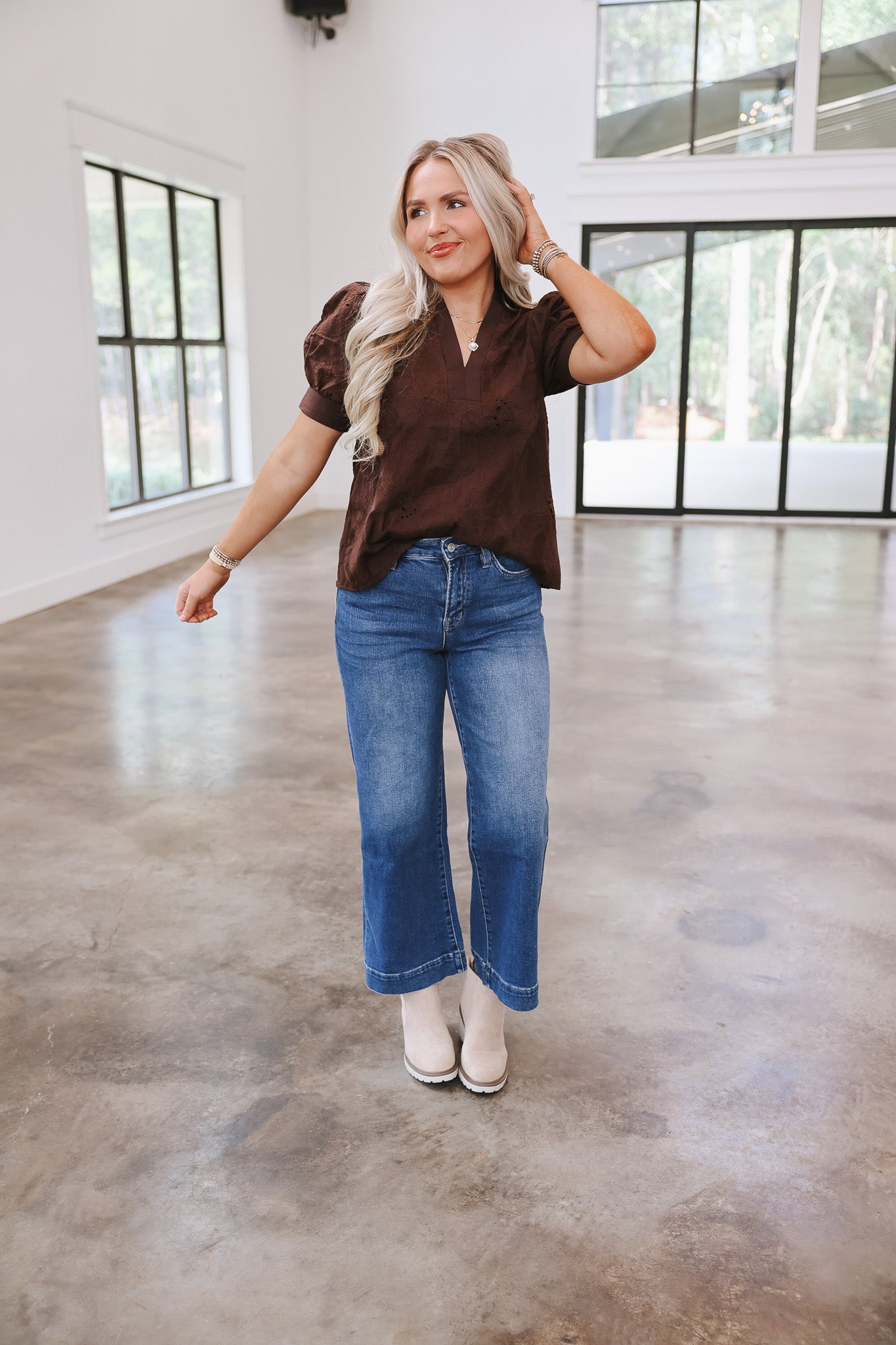 The Callie High Rise Trouser Hem Wide Leg Jeans