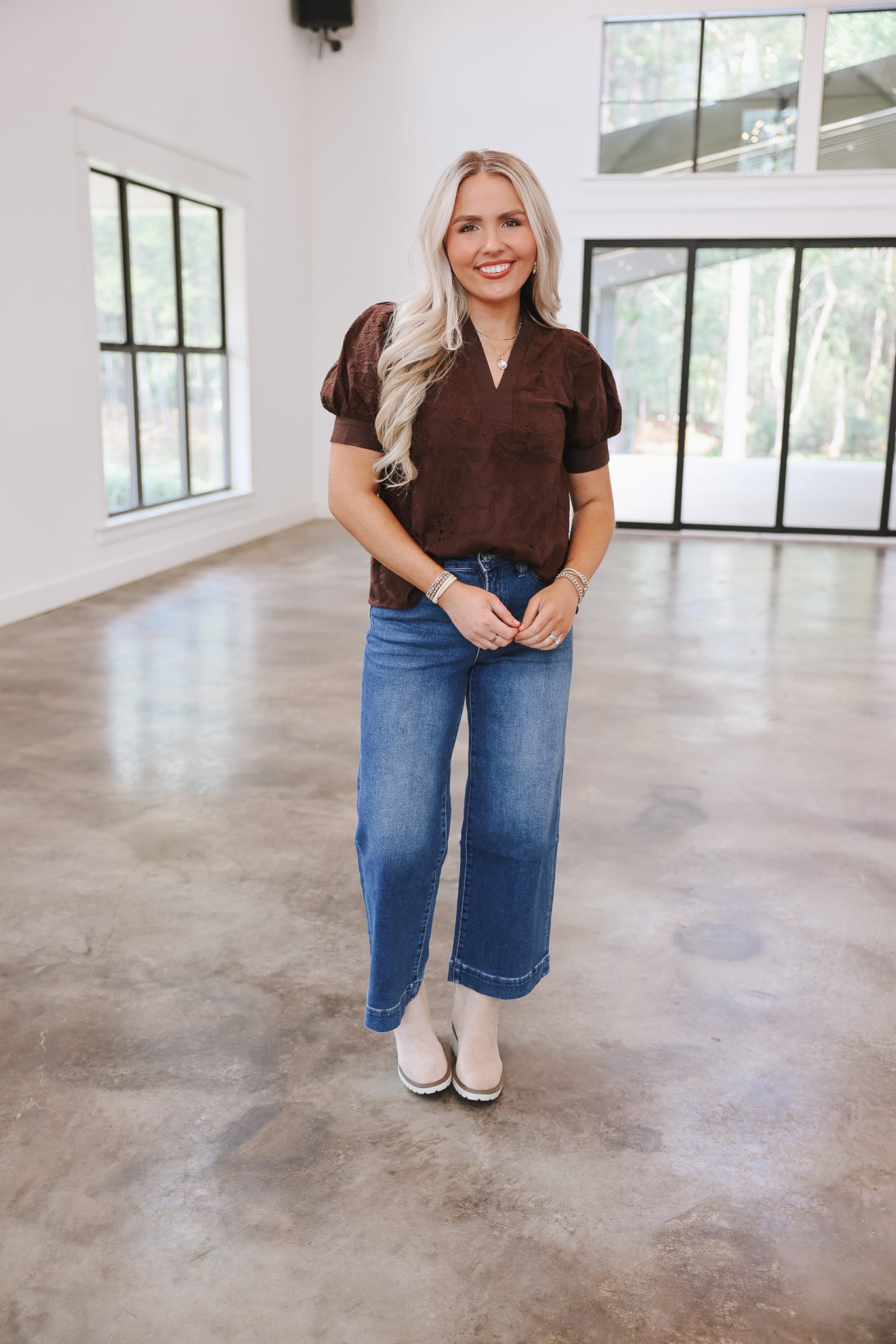 The Callie High Rise Trouser Hem Wide Leg Jeans