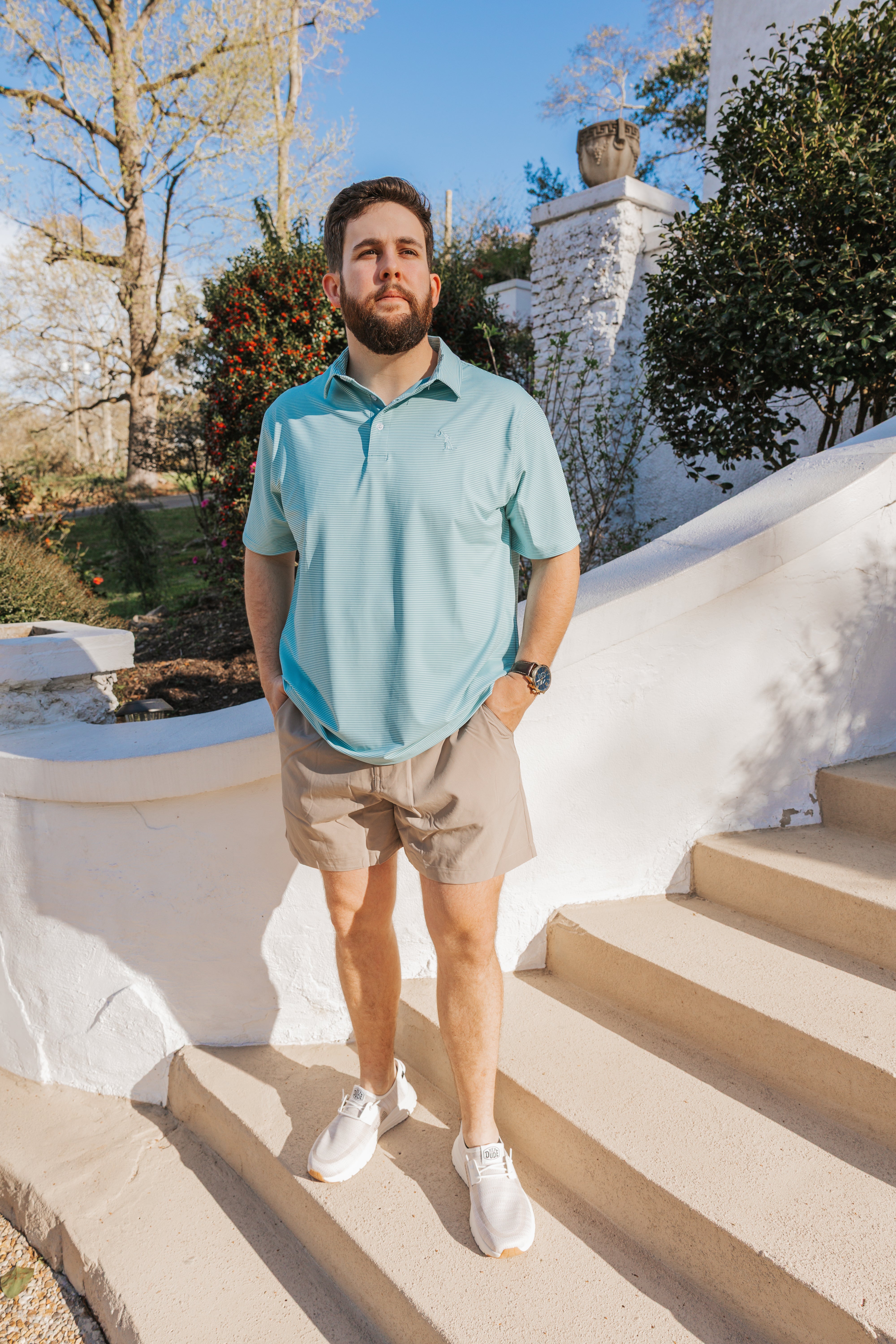 Men's Local Boy Outfitters Palms Polo in Dark Teal/Teal