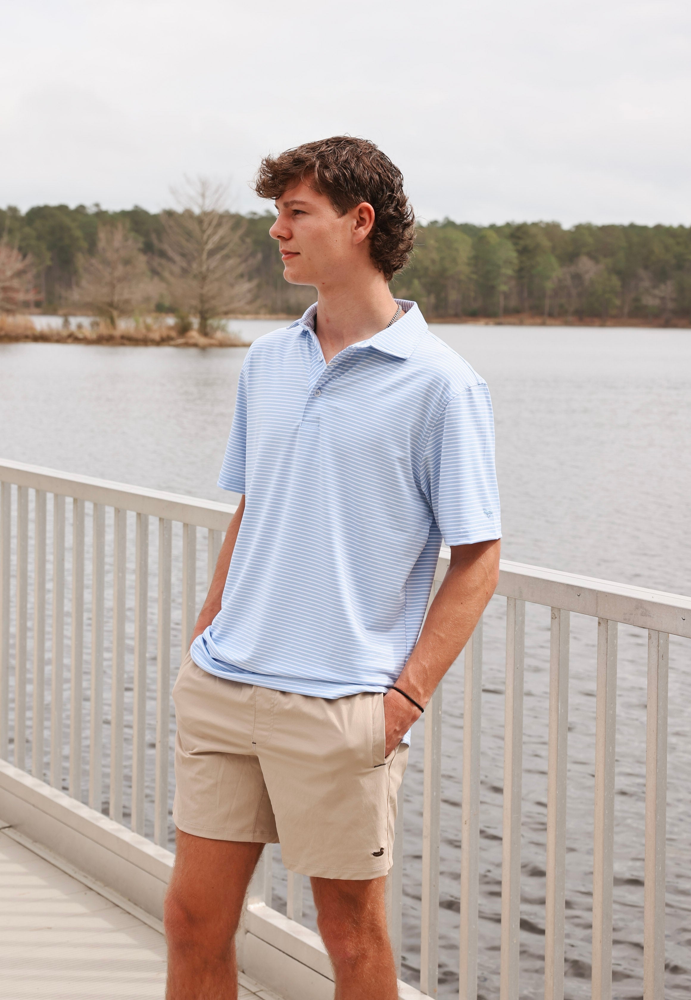 Coastal Cotton Men's Performance Polo in Cloud Blue