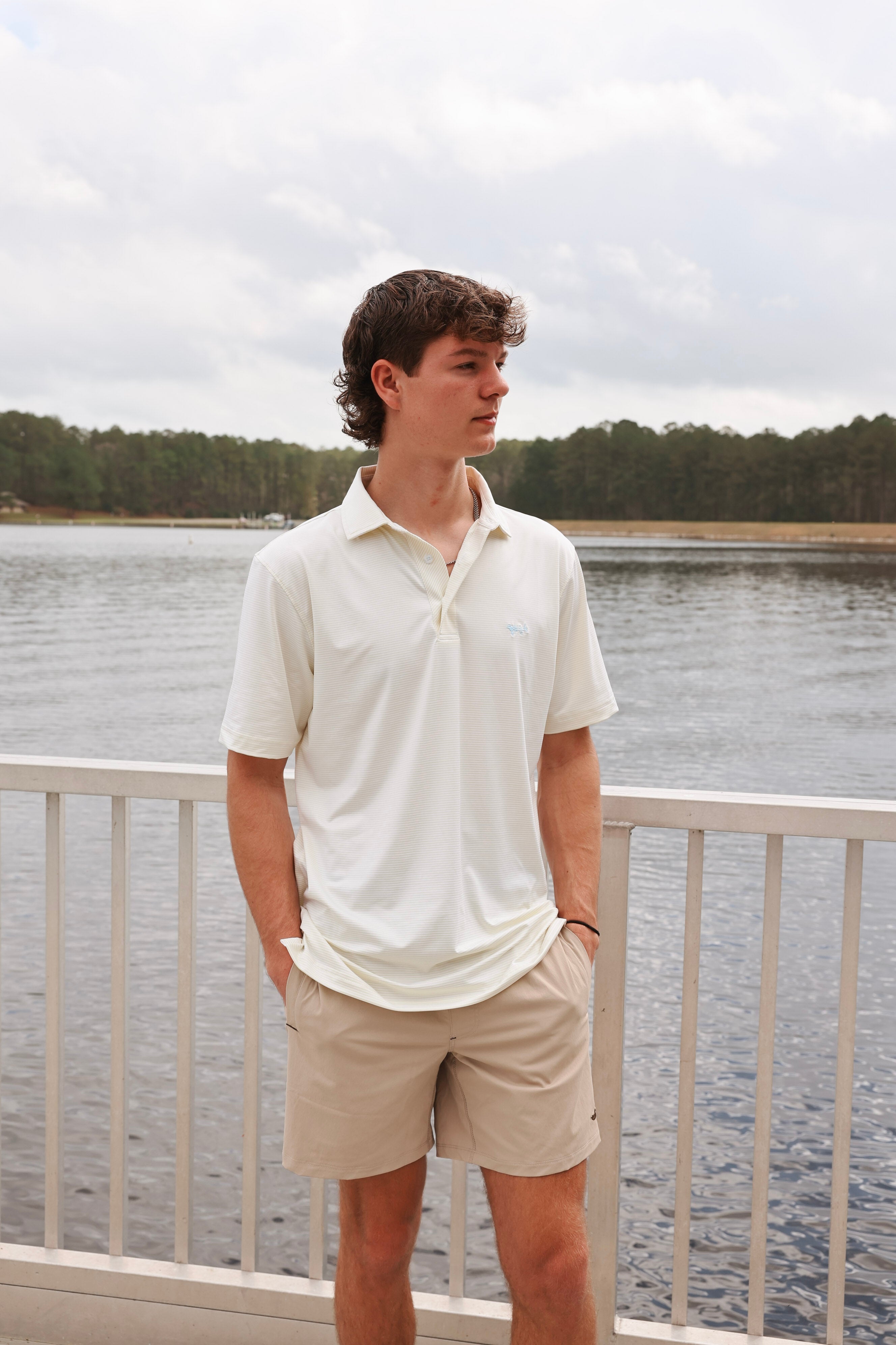 Coastal Cotton Men's Performance Polo in Yellow Stripe