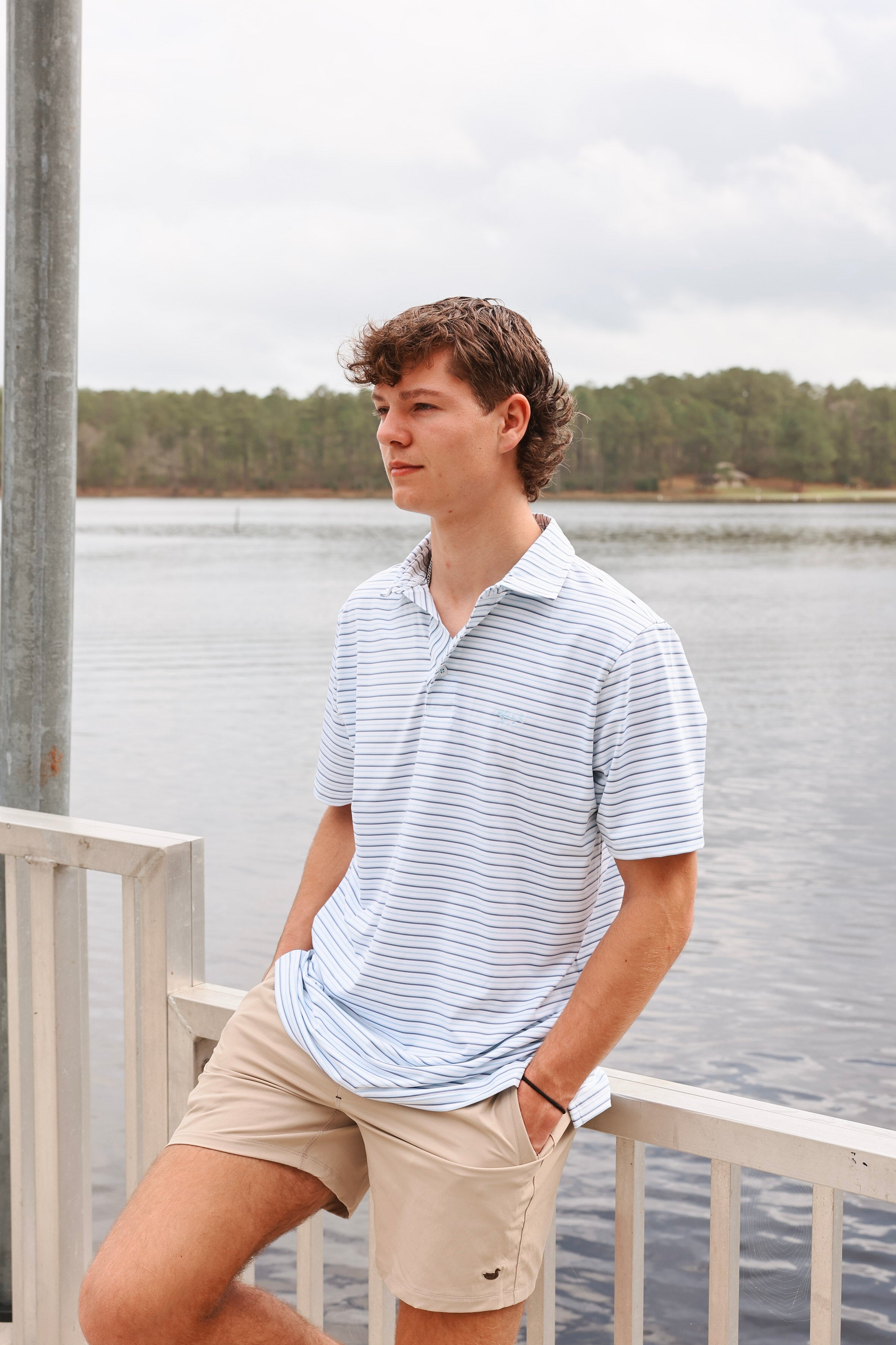 Coastal Cotton Men's Performance Polo in Blue Sky