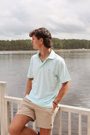 Coastal Cotton Men's Performance Polo in Aruba Stripe