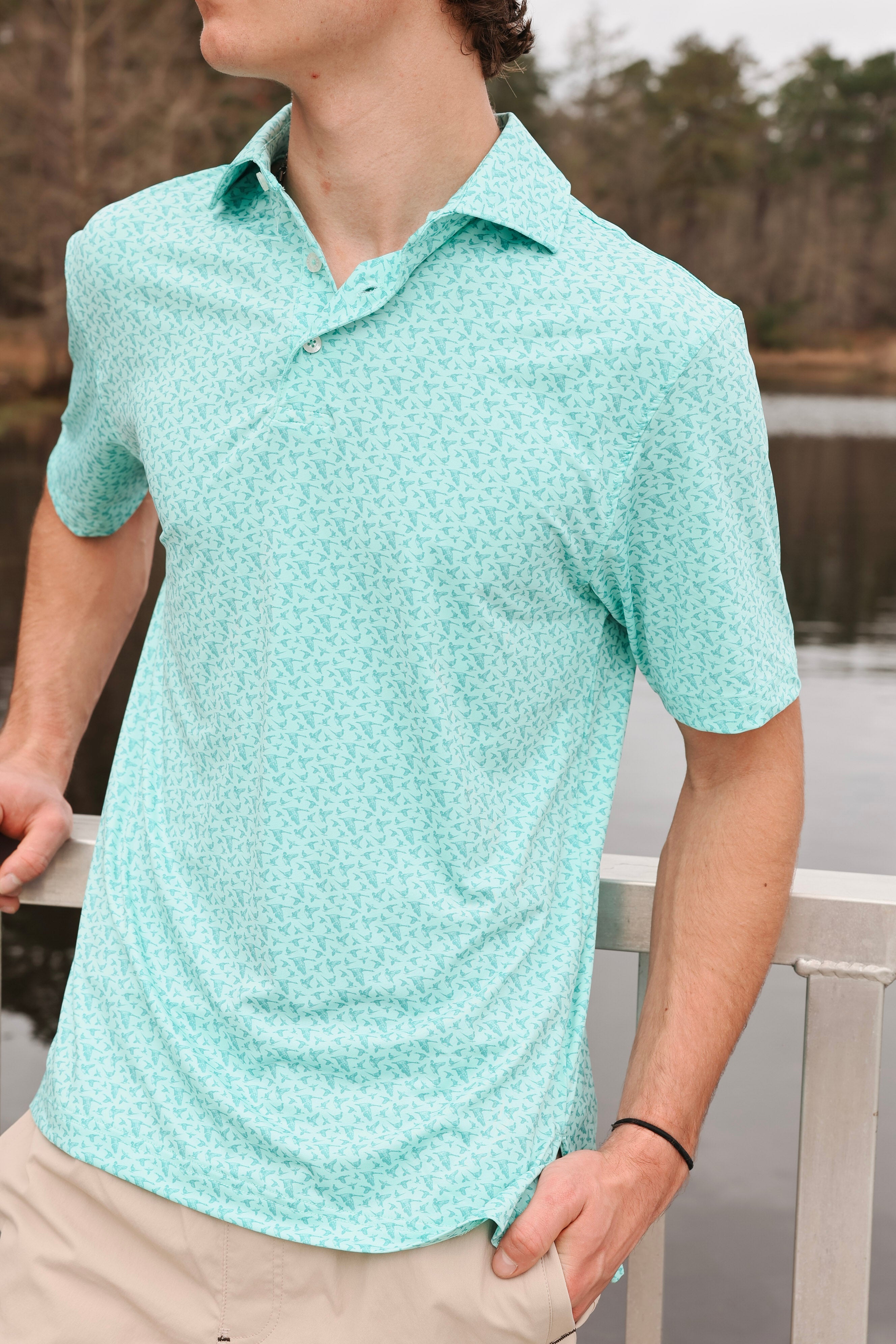 Southern Marsh In Flight Flyline Performance Polo in Antigua Blue