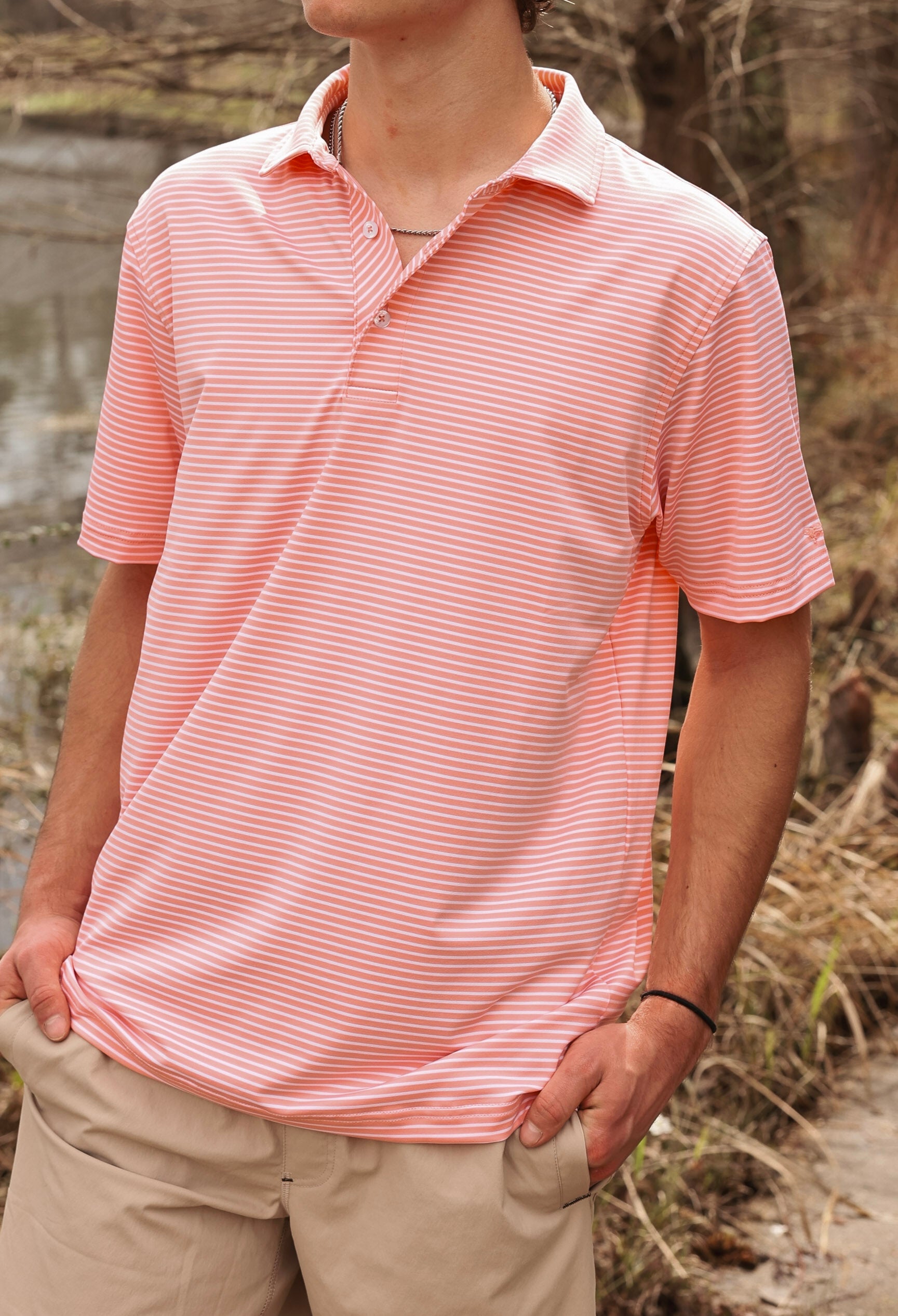 Coastal Cotton Men's Performance Polo in Tangerine
