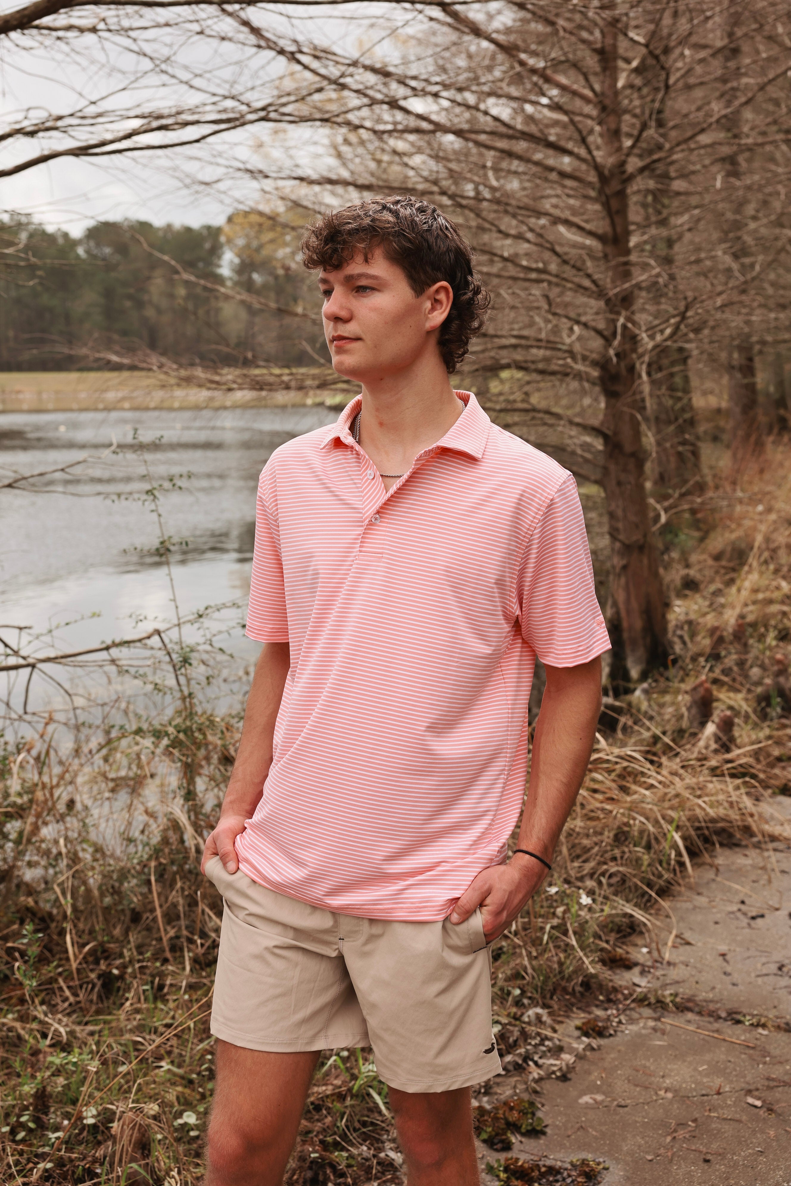 Coastal Cotton Men's Performance Polo in Tangerine