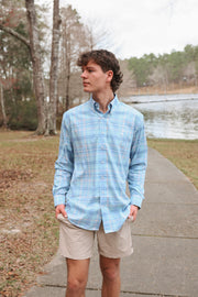Southern Marsh Barnstable Lines Performance Dress Shirt in Light Blue/Lilac