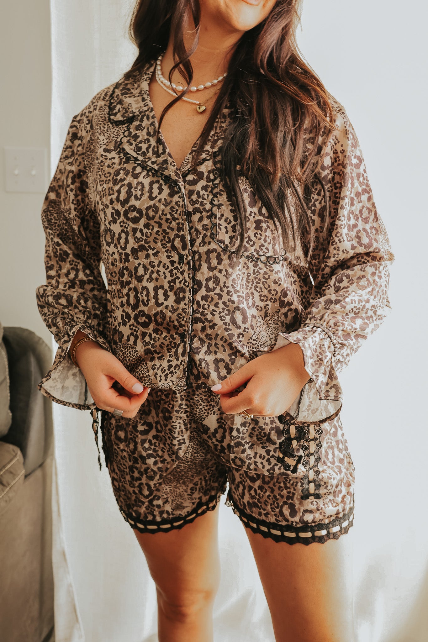 Fierce Dreams Mocha Black Pajama Set