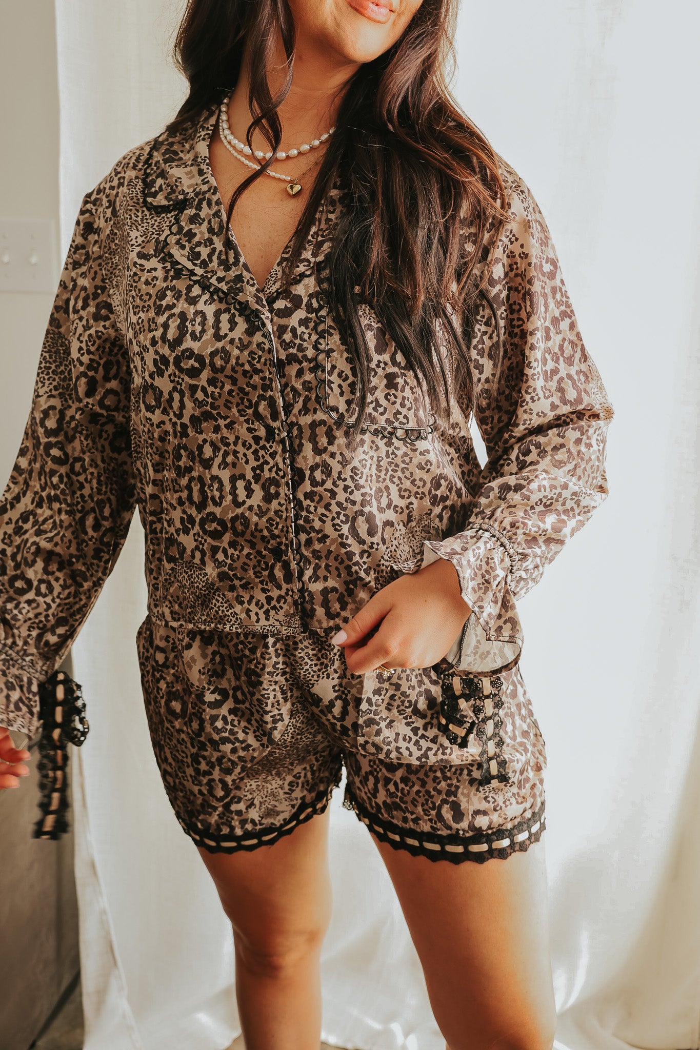 Fierce Dreams Mocha Black Pajama Set