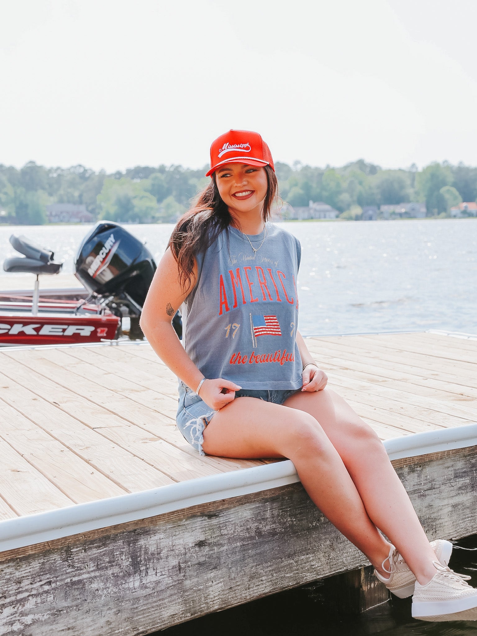 Mississippi Trucker Hat in Red/White