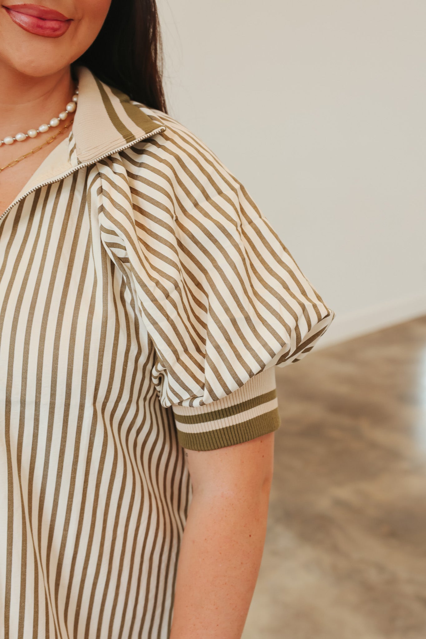 Smiles & Stripes Olive Top