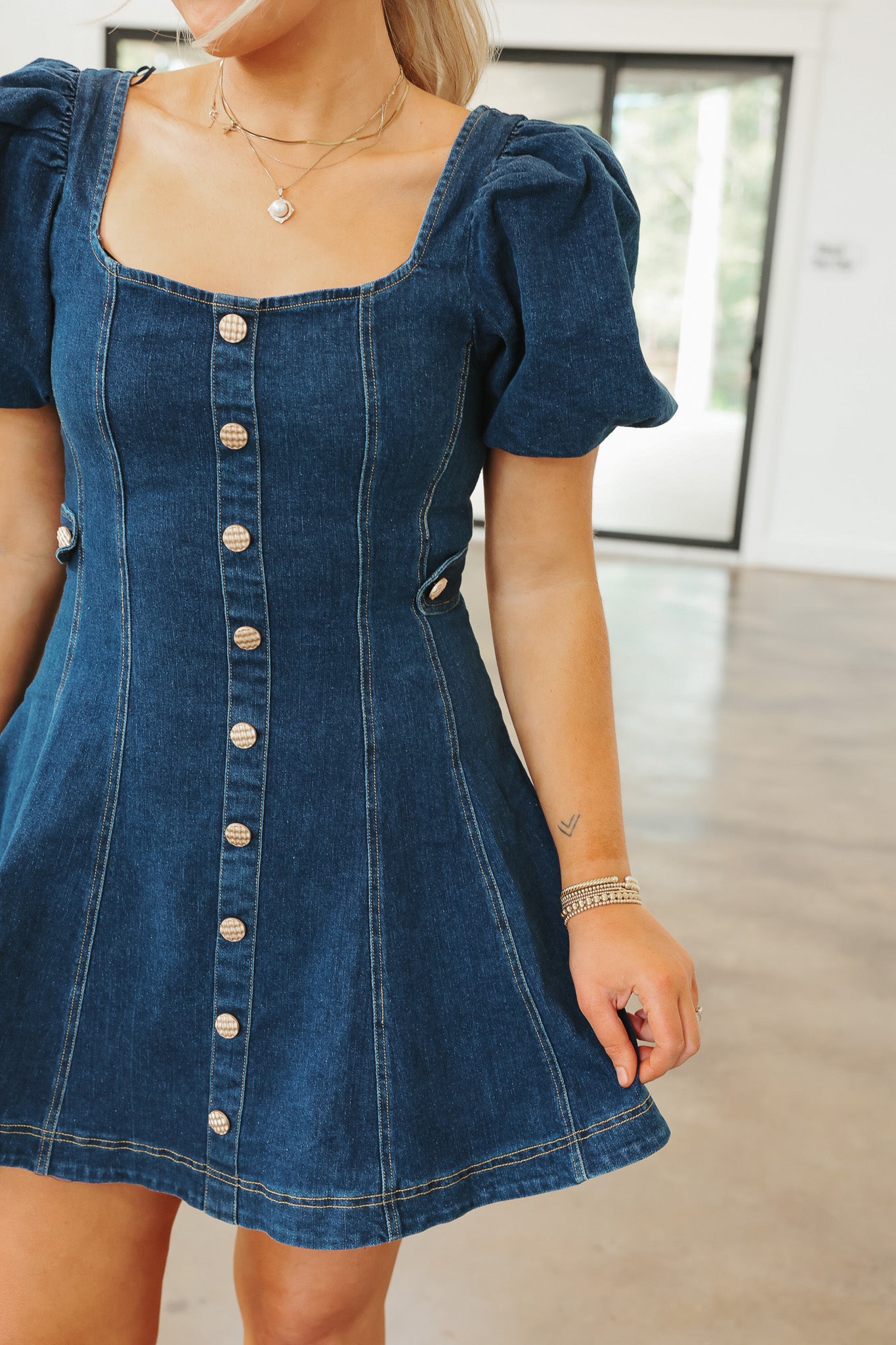 Feminine Charm Denim Dress