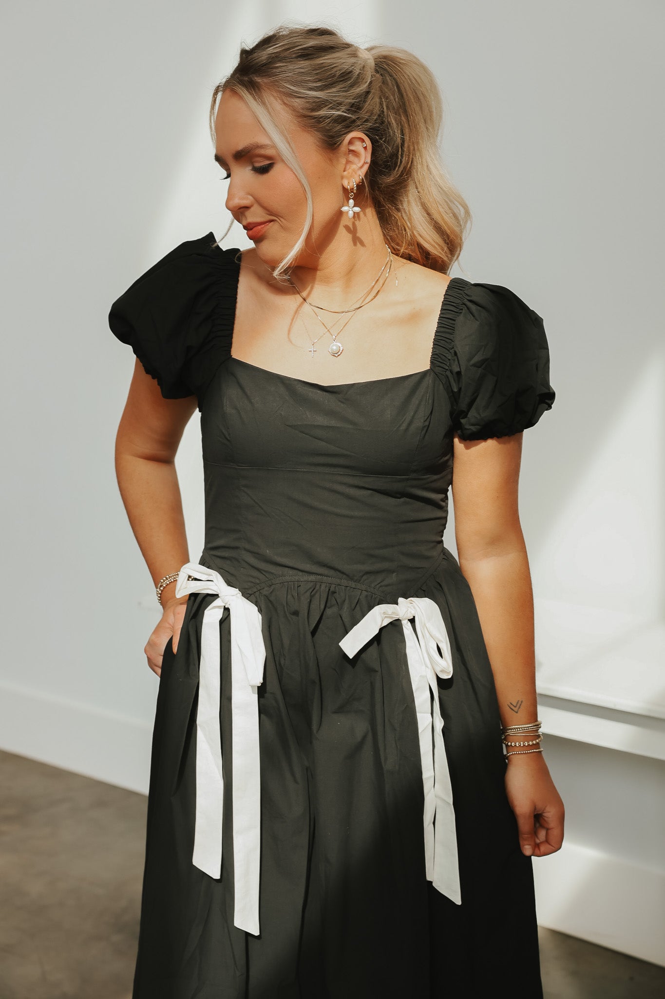 Darling Details Black Midi Dress