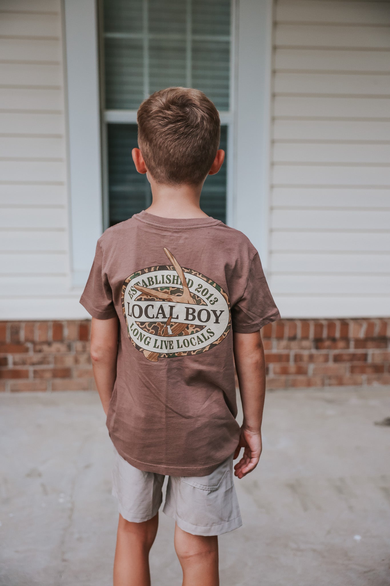 Youth Local Boy Old School Antler Oval T-Shirt