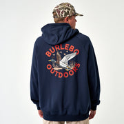 Men's Burlebo Fleece Hoodie - Old School Duck Hunt - Navy