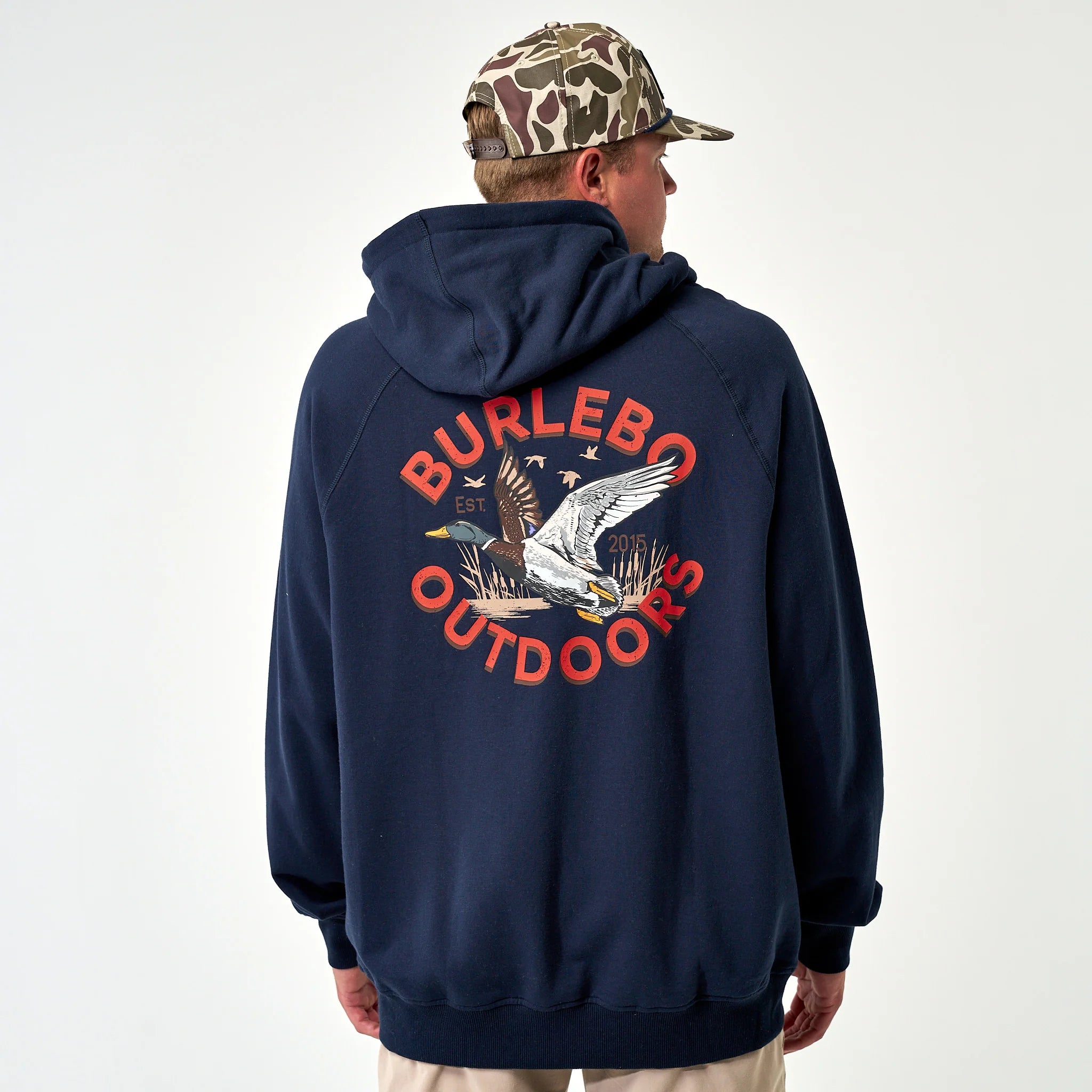 Men's Burlebo Fleece Hoodie - Old School Duck Hunt - Navy